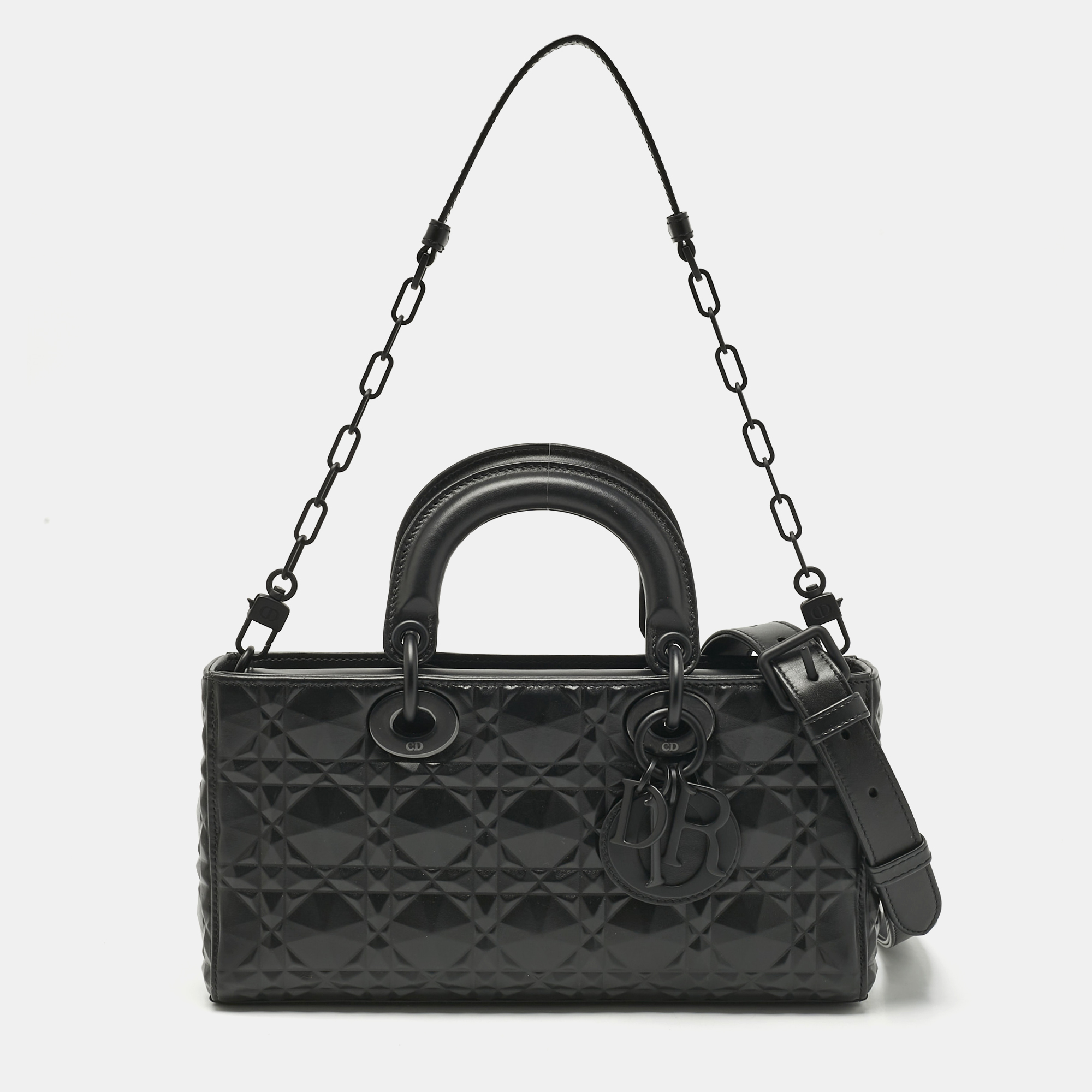 

Dior Black Diamond Cannage Leather Medium Lady D-Joy Tote