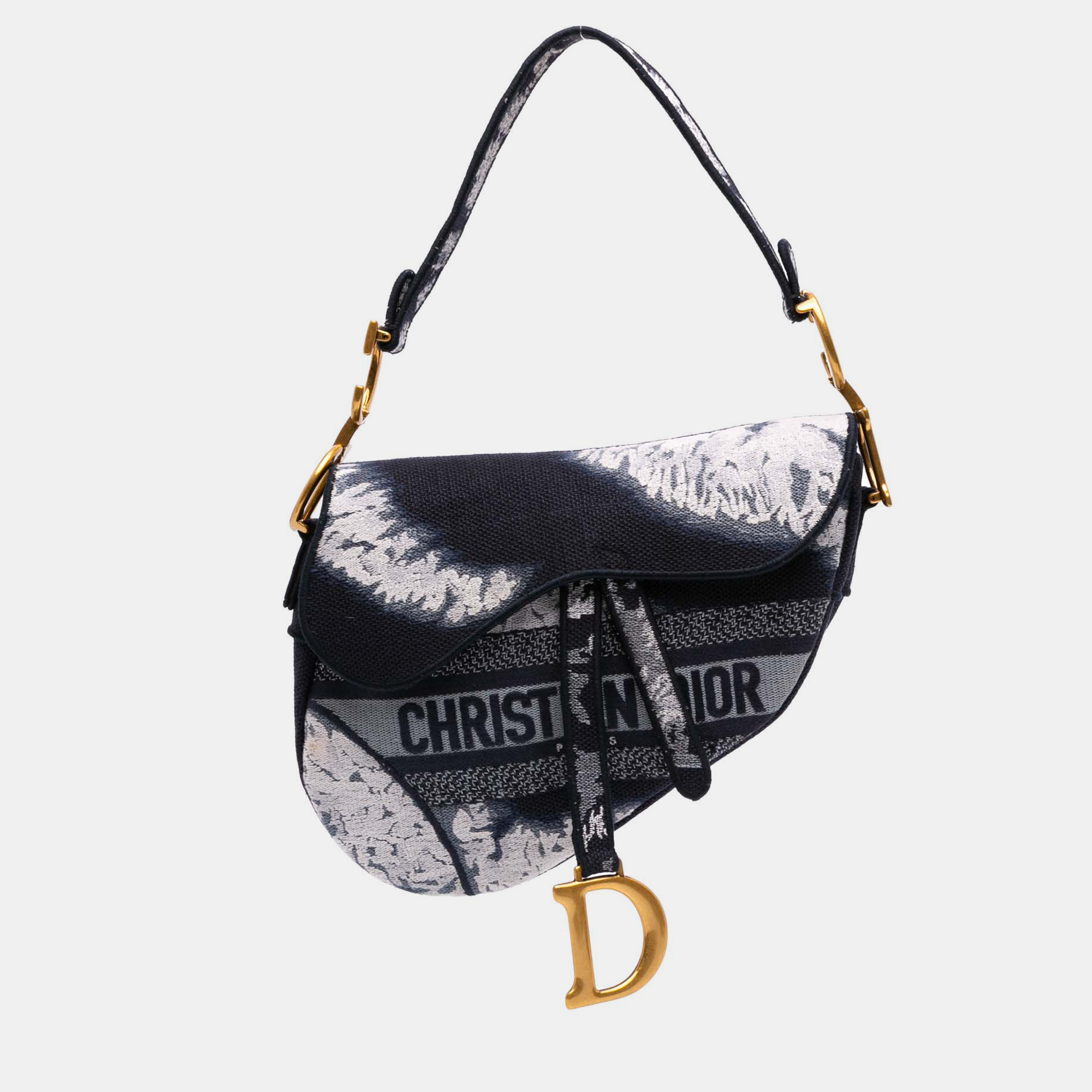 Pre-owned Dior Black Canvas Embroidered Tie Dye Saddle Bag