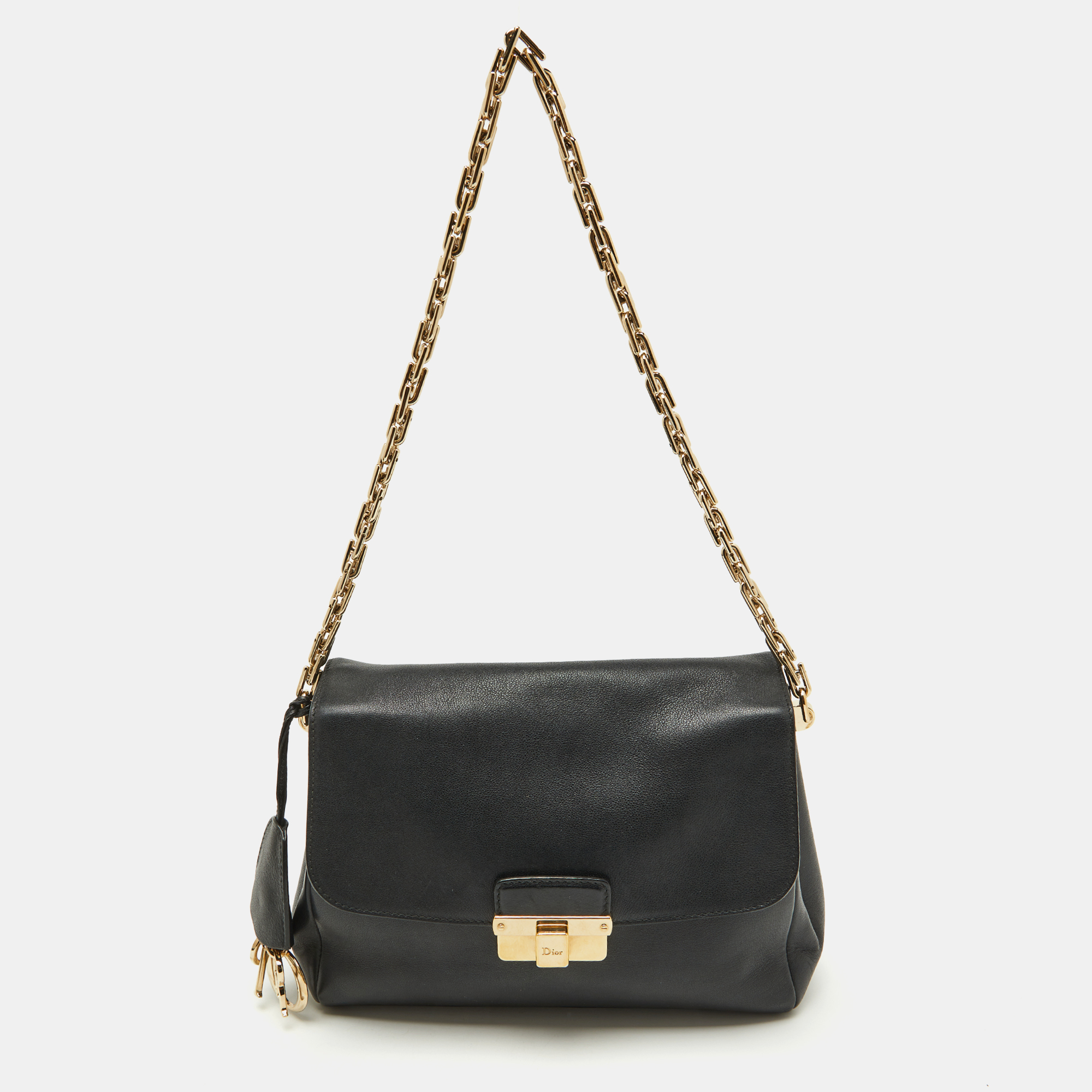 

Dior Black Leather Small Diorling Chain Shoulder Bag