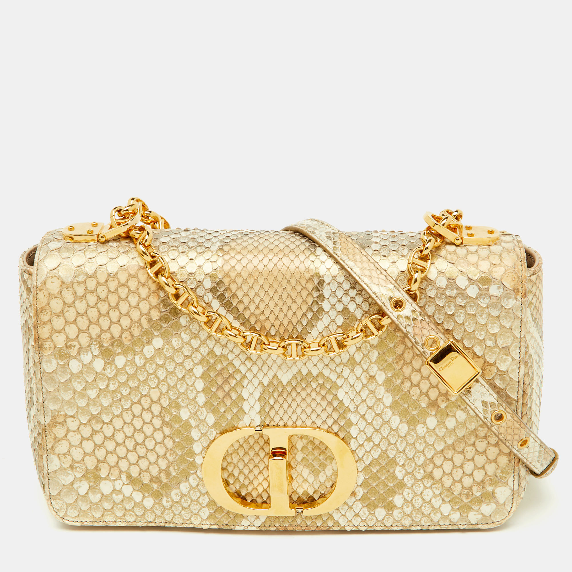 

Dior Gold/Beige Python  Caro Shoulder Bag
