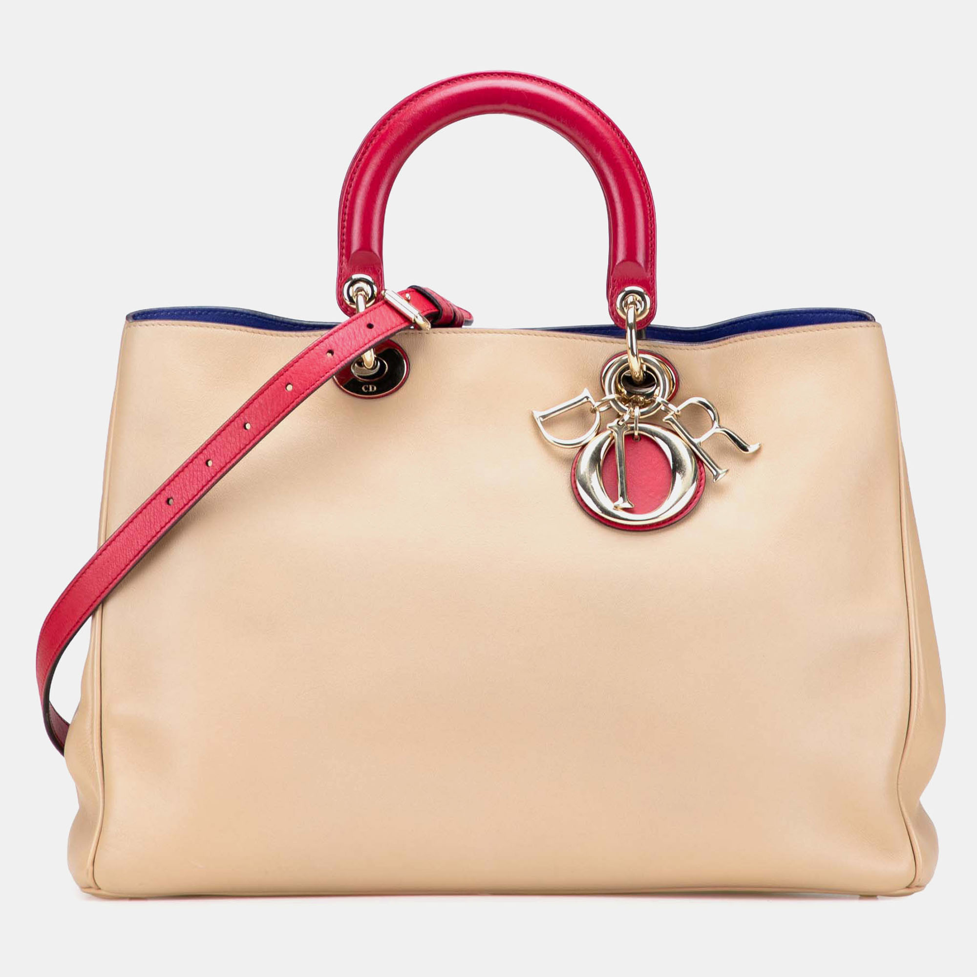 

Dior Brown Large Bicolor Leather Diorissimo Satchel