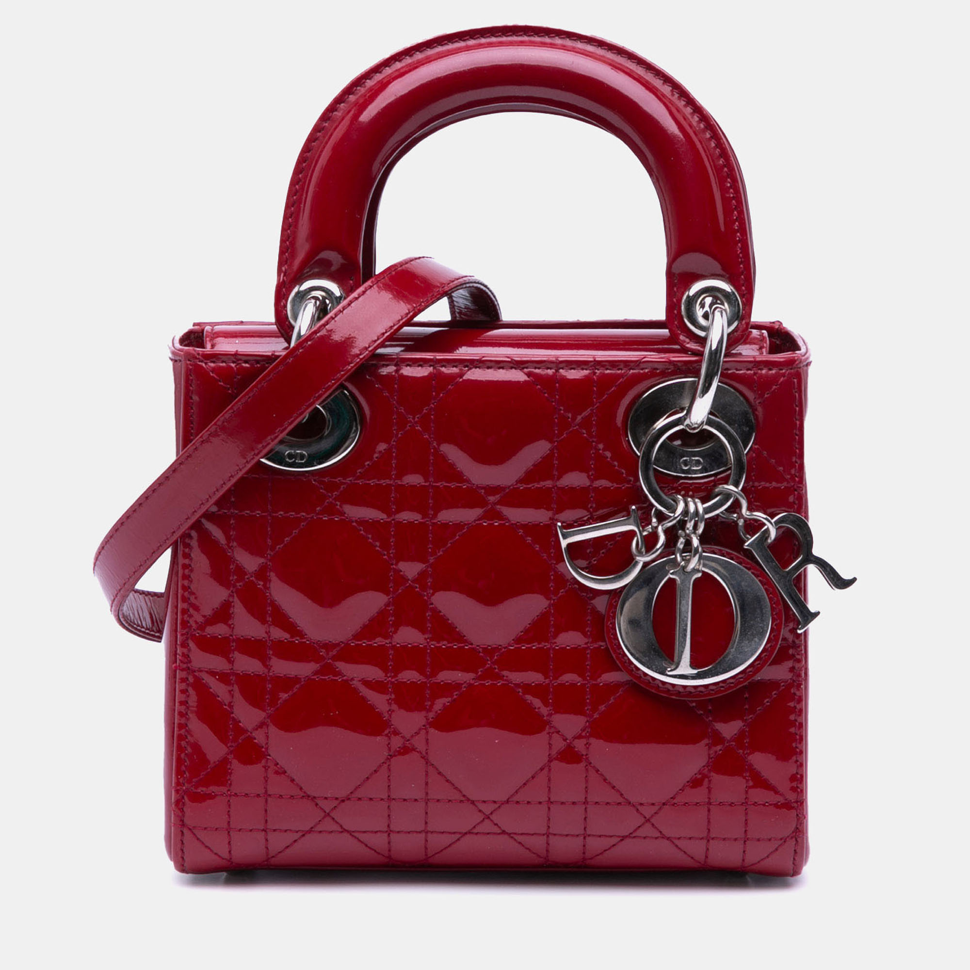 

Dior Red Mini Patent Cannage Lady Dior