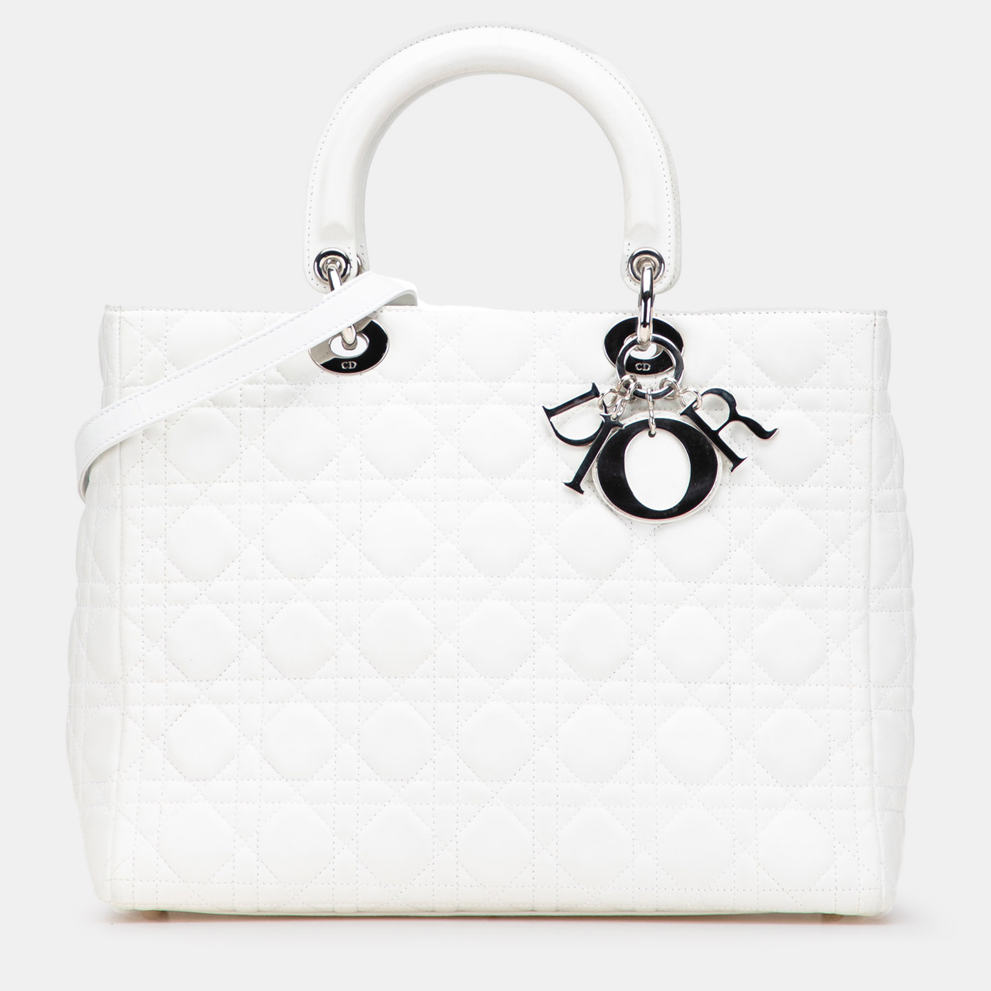 

Dior White Large Lambskin Cannage Lady Dior