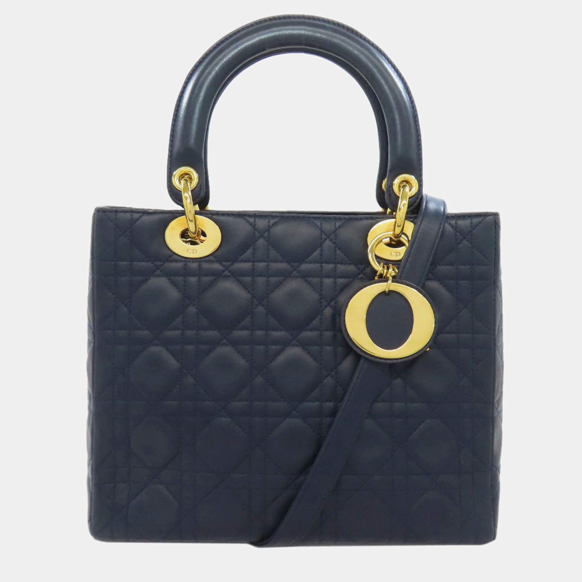 

Dior Lady Dior Navy Calf Leather Handbag, Navy blue