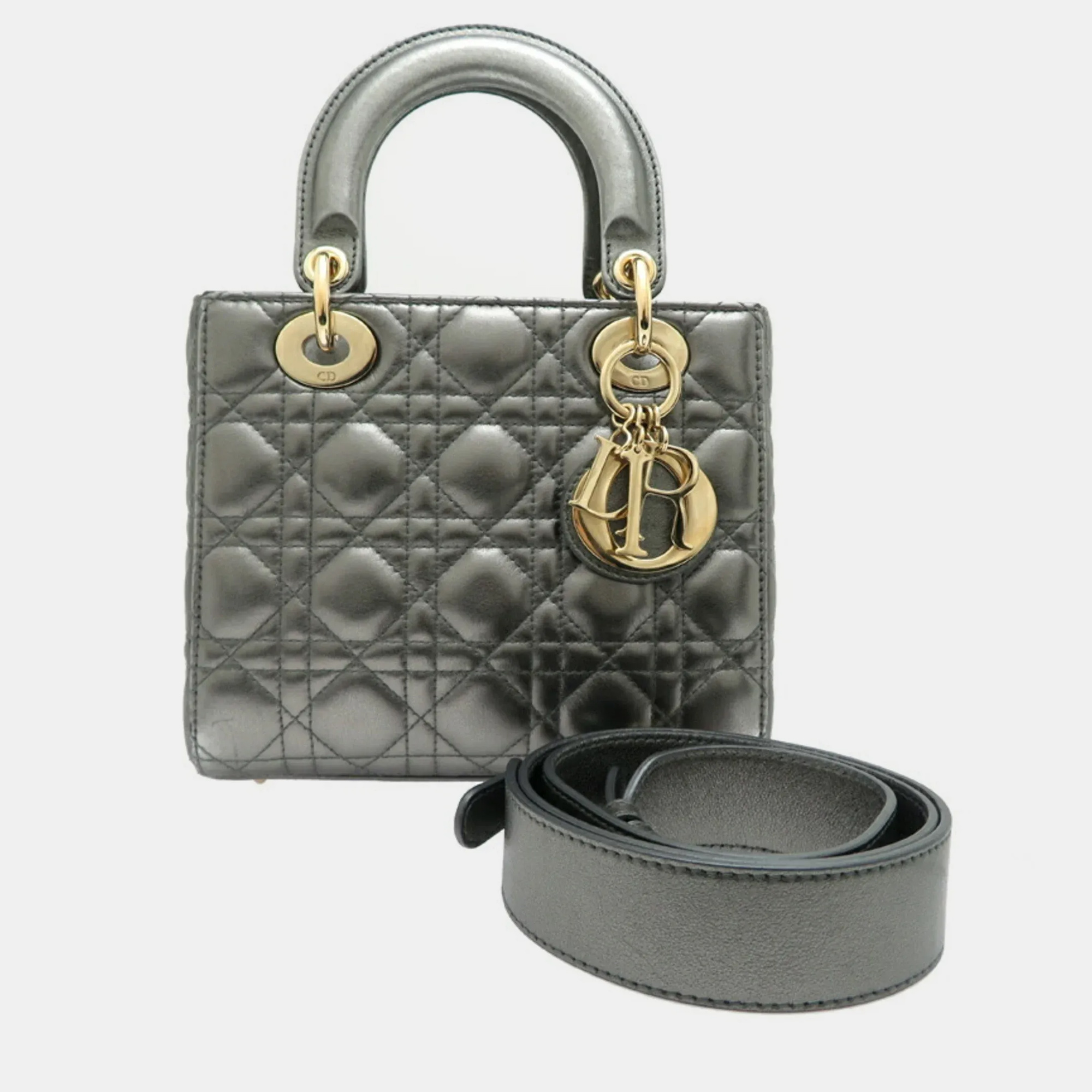 

Christian Dior My Lady Cannage Handbag Calfskin Silver