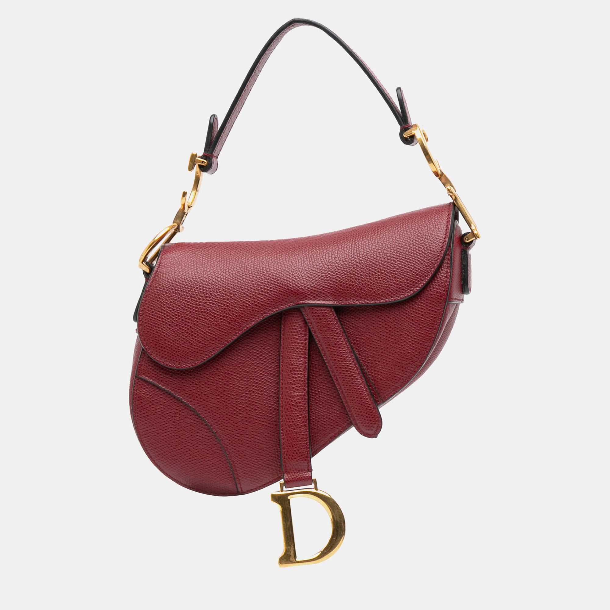 Pre-owned Dior Red Mini Grained Calfskin Saddle Bag