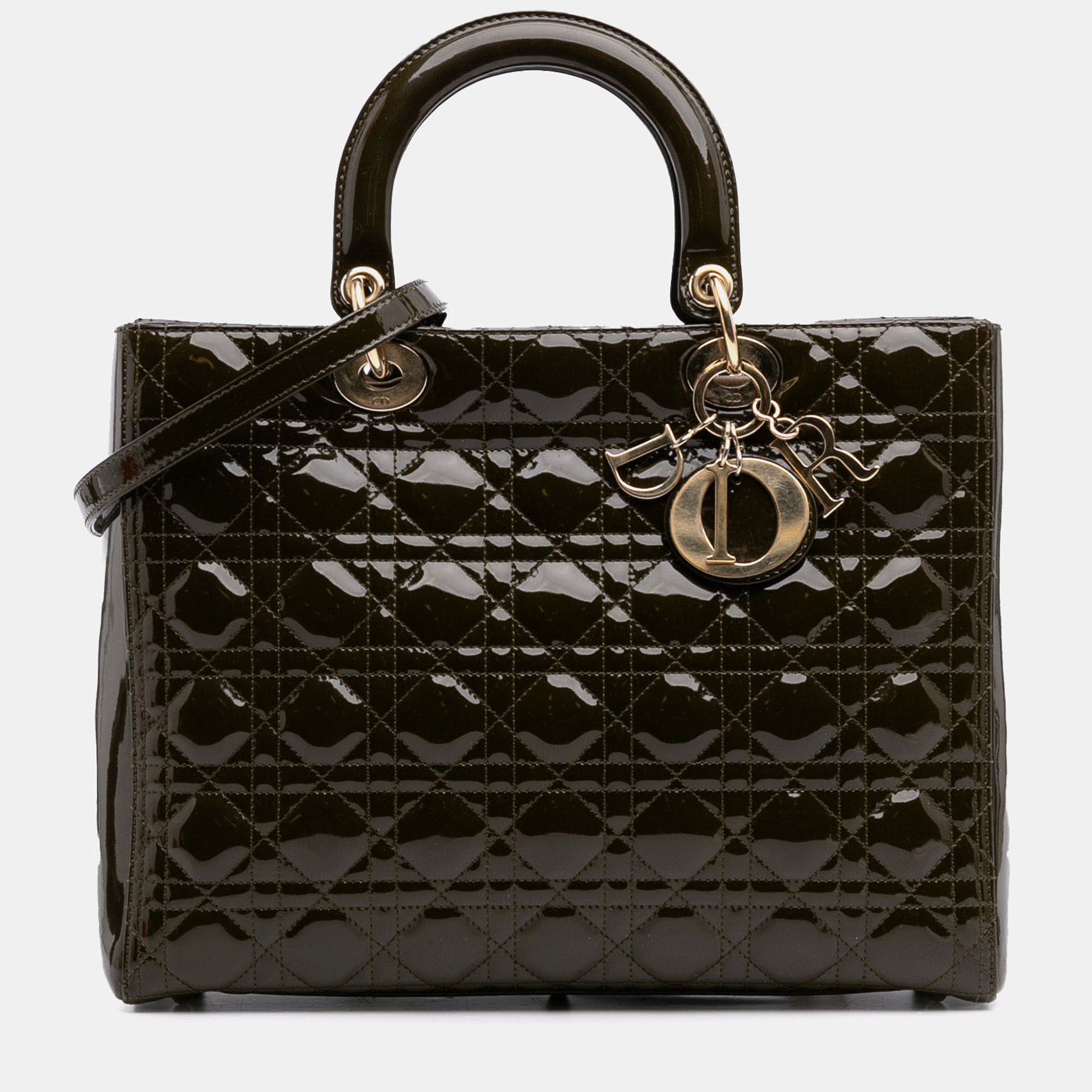 

Dior Brown Large Patent Cannage Lady Dior