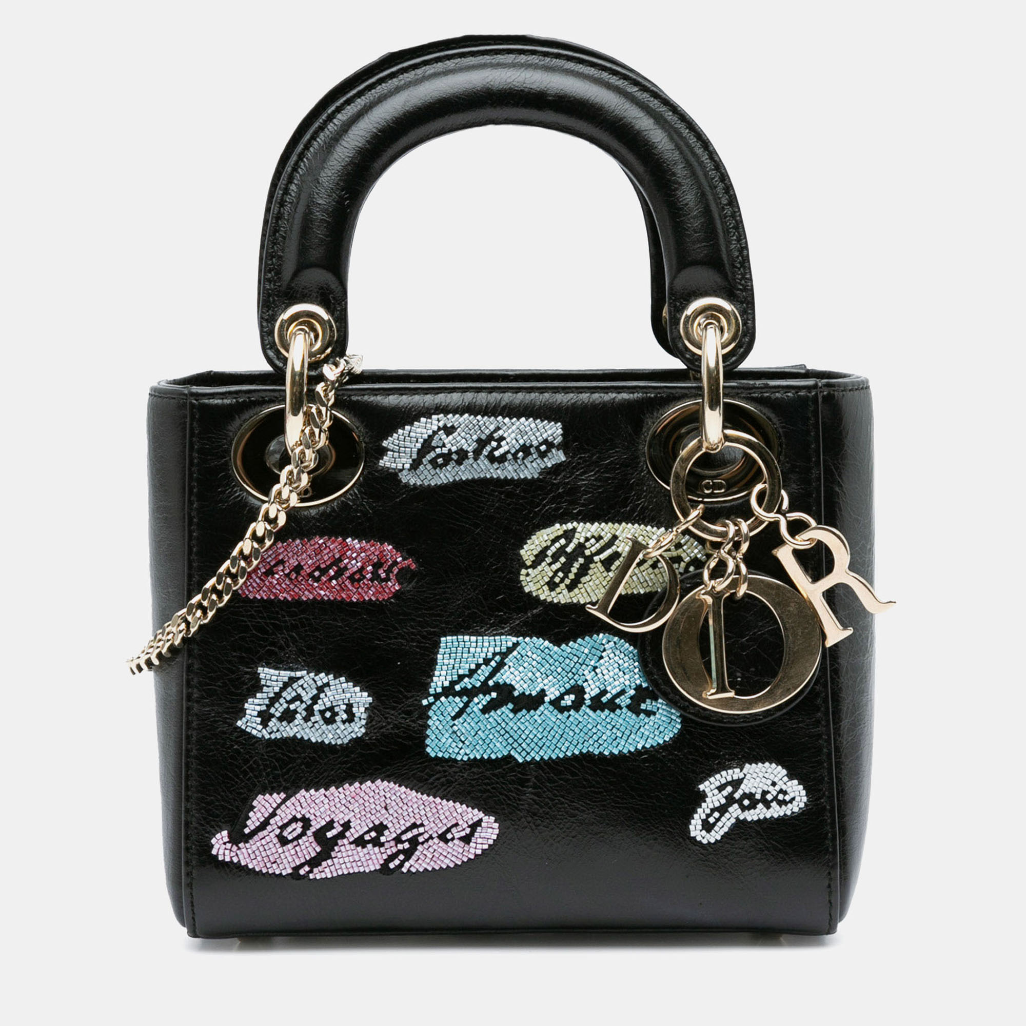 

Dior Black Mini Beaded Calfskin Lady Dior