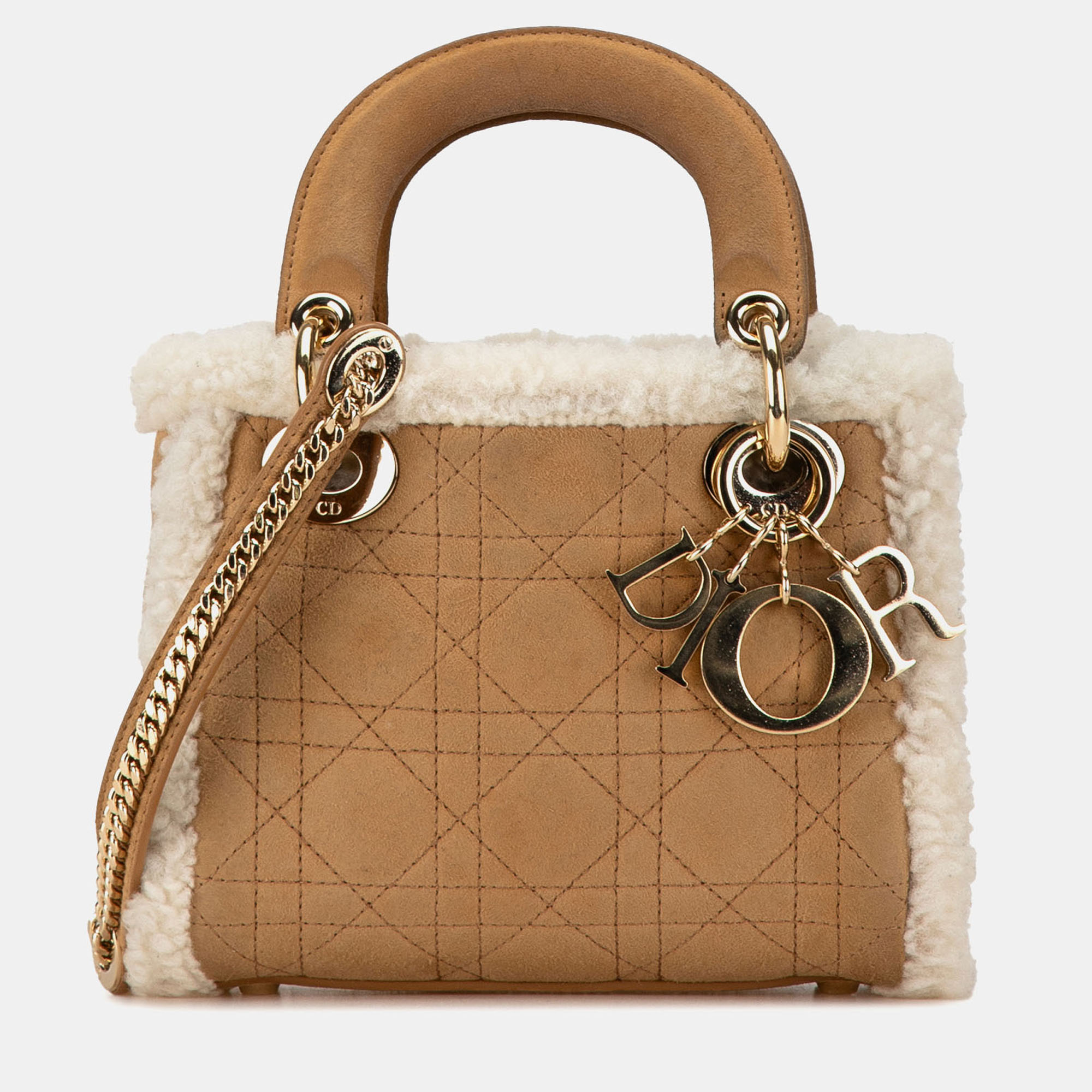 

Dior Brown Mini Suede Shearling Cannage Lady Dior