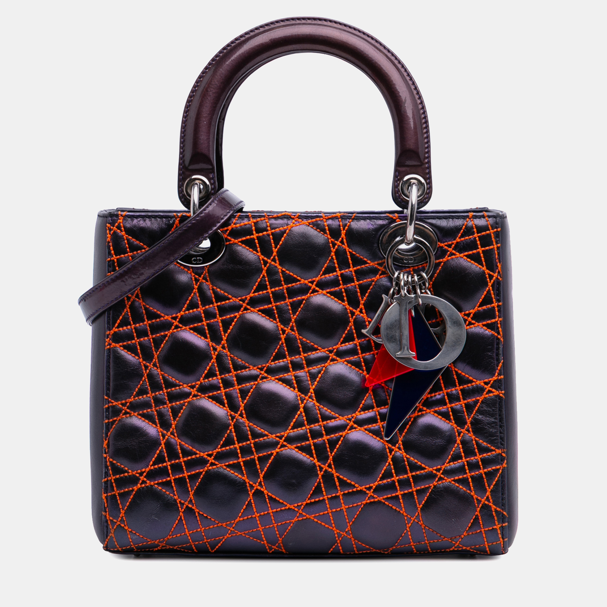 

Dior Black Anselm Reyle Medium Metallic Lambskin Cannage Lady Dior