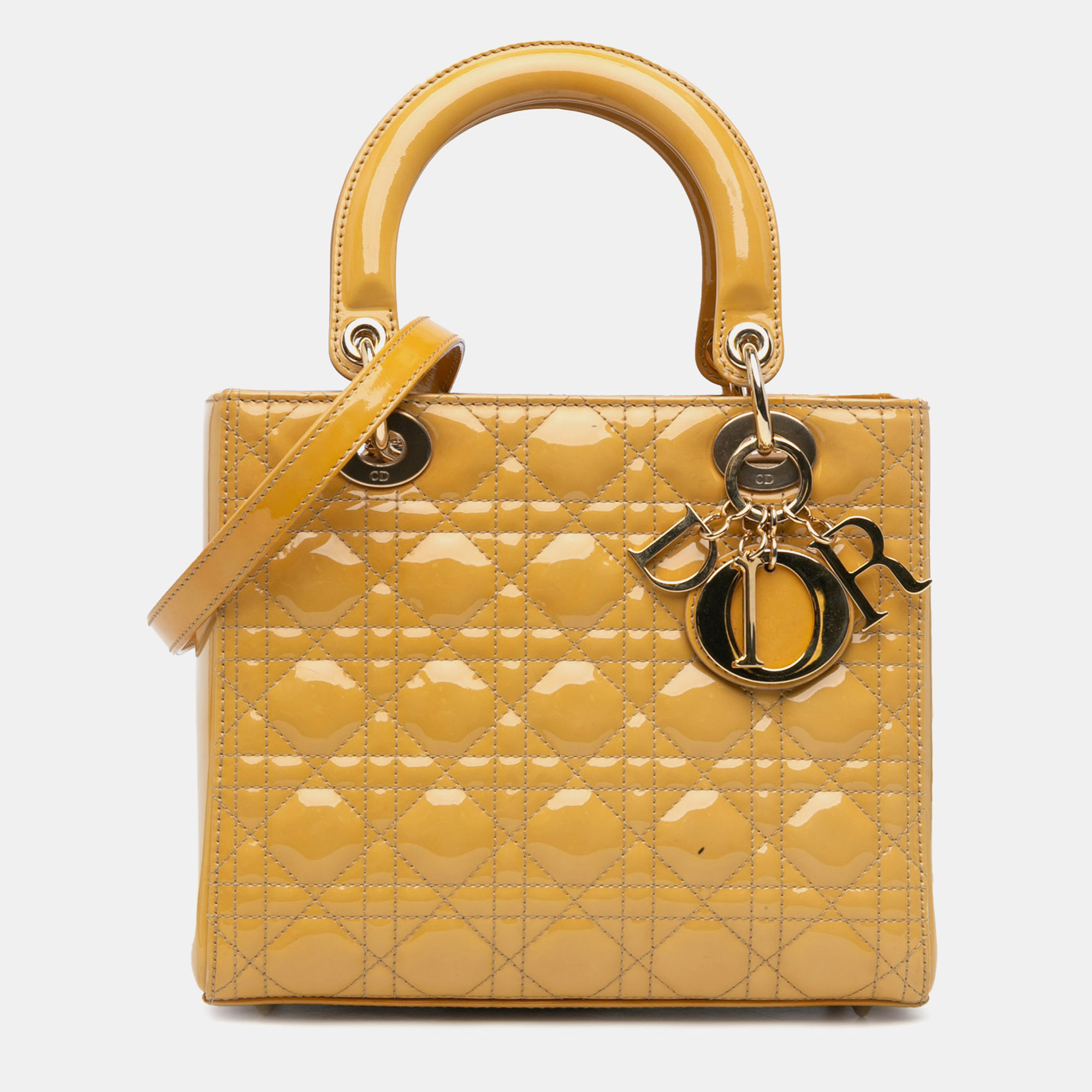 

Dior Brown Medium Patent Cannage Lady Dior