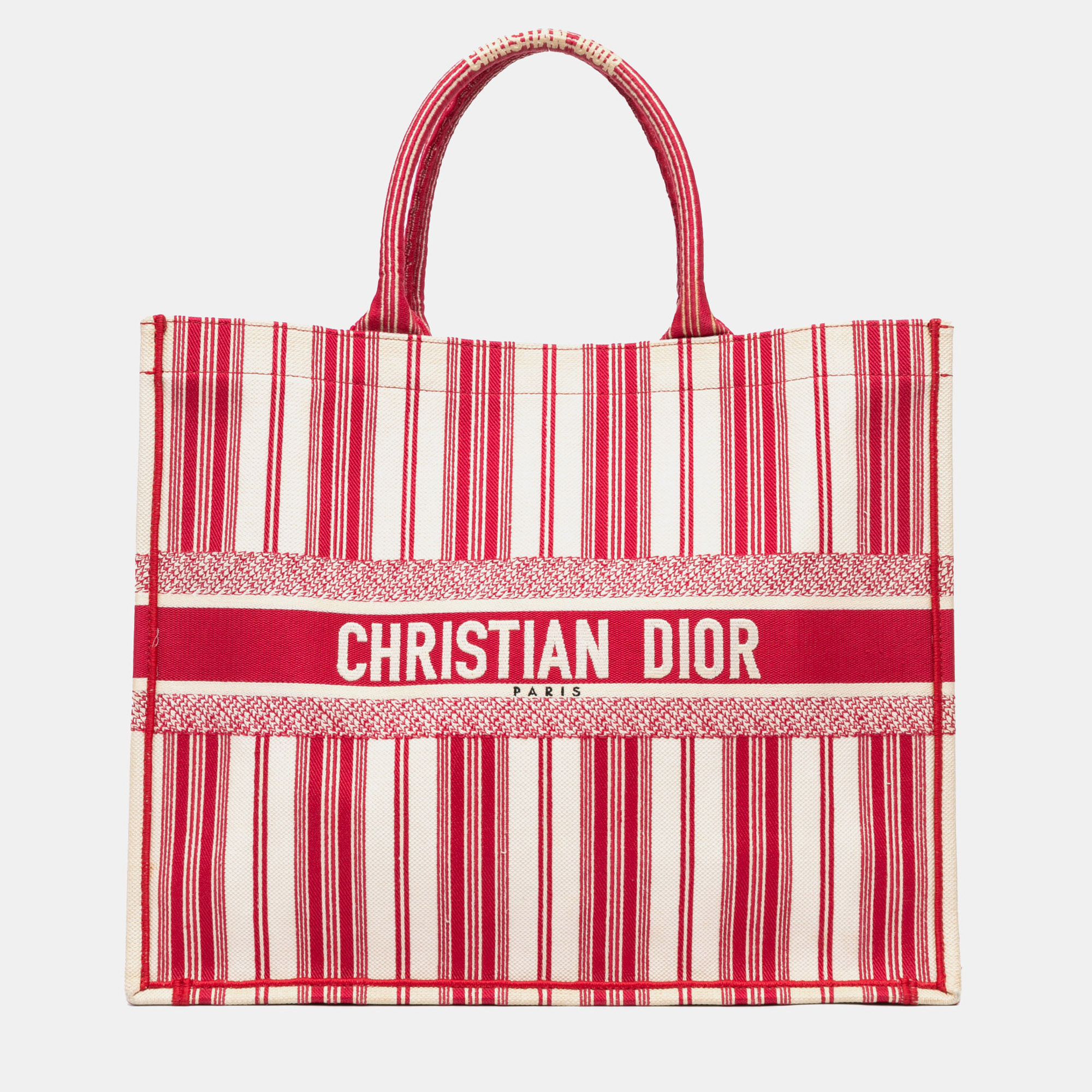

Dior Red Large Striped Book Tote