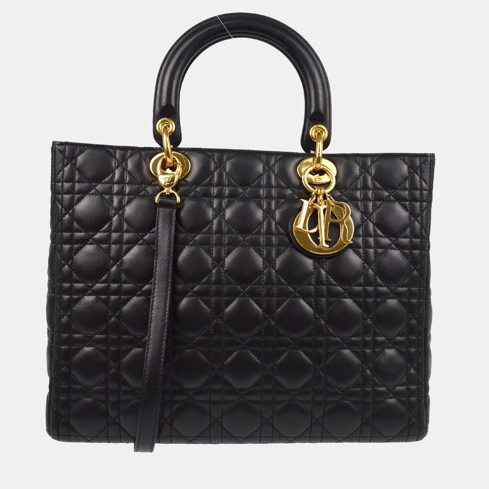 

Christian Dior Black Lambskin Lady Dior Cannage 2way Handbag