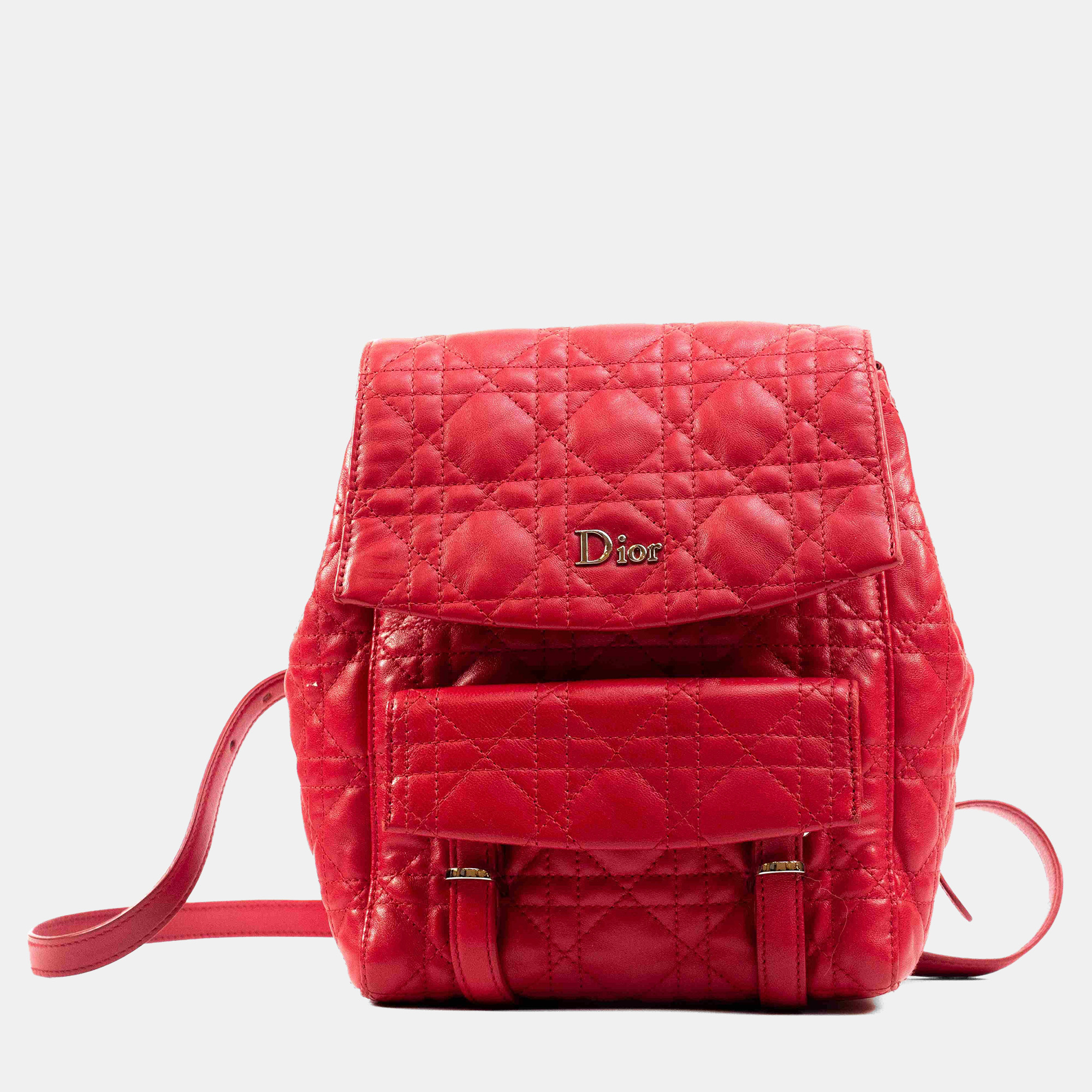 

Dior Stardust Small Red Lambskin Quilted Cannage Backpack