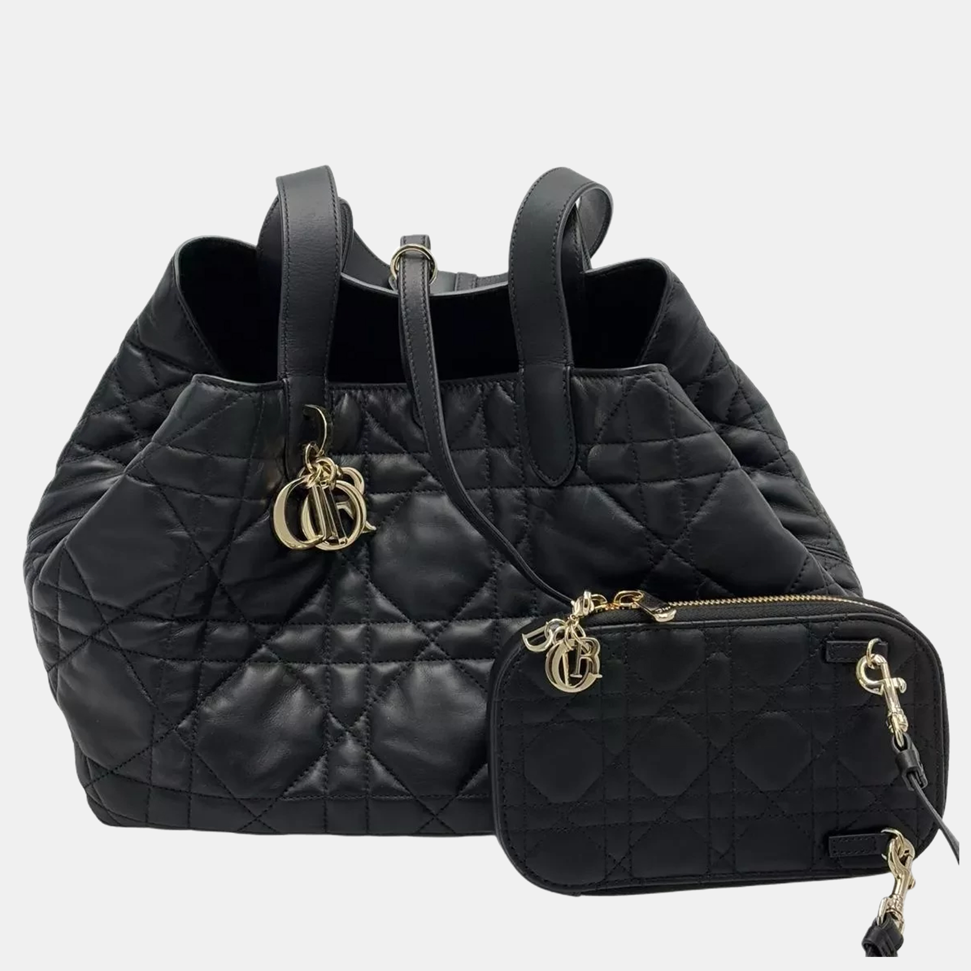 

Christian Dior Toujours Medium Black Macro Cannage Calfskin Tote Bag