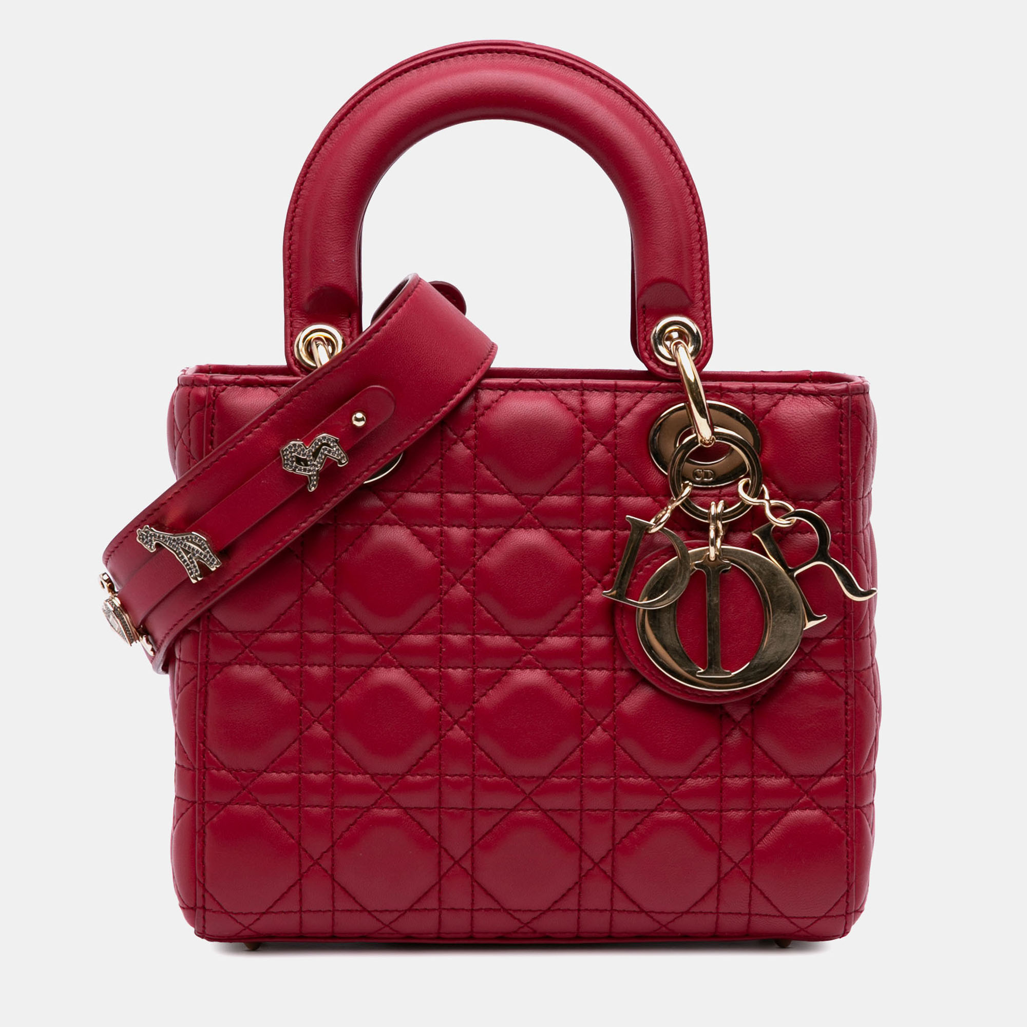 

Dior Red Small Lambskin Cannage My ABCDior Lady Dior Bag
