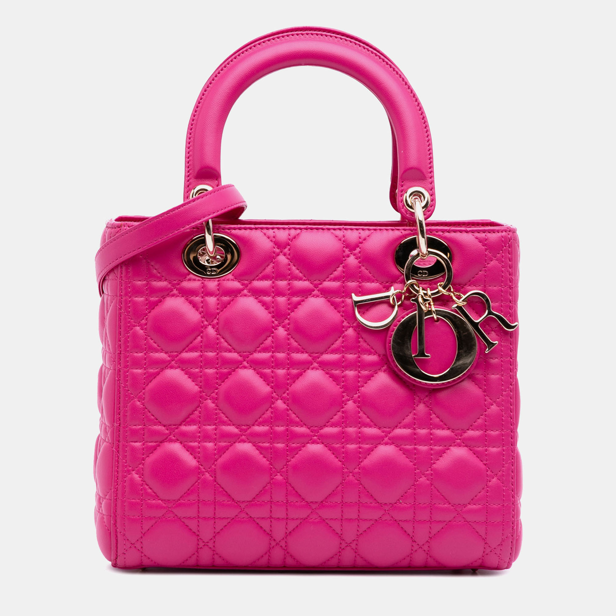 

Dior Pink Medium Lambskin Cannage Lady Dior