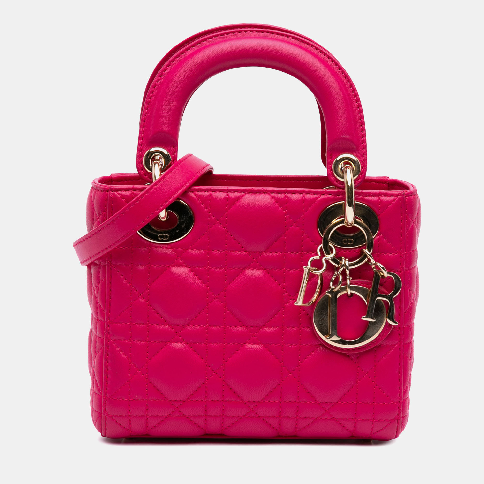 

Dior Pink Mini Lambskin Cannage Lady Dior