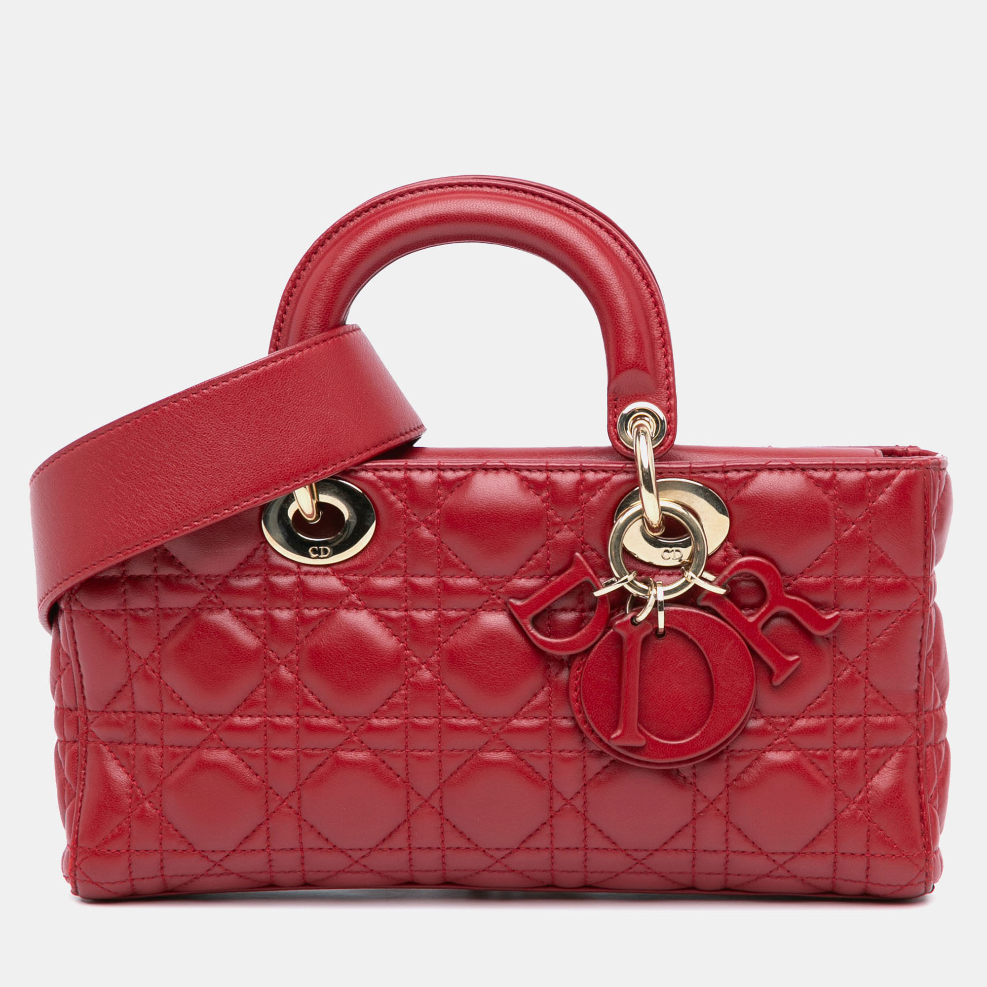 

Dior Red Medium Lambskin Cannage Lady D Joy