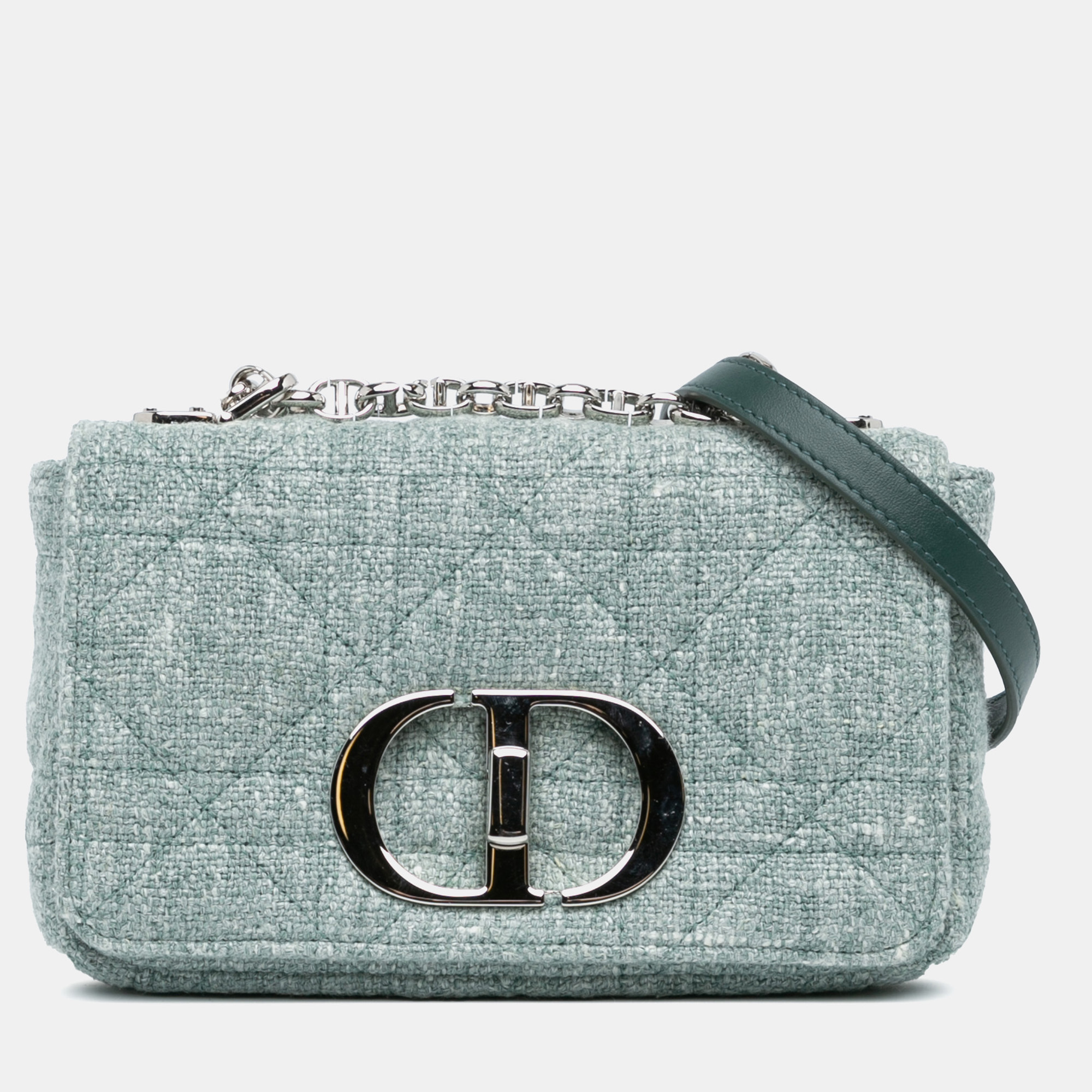 

Dior Green Small Tweed Macrocannage Caro Bag