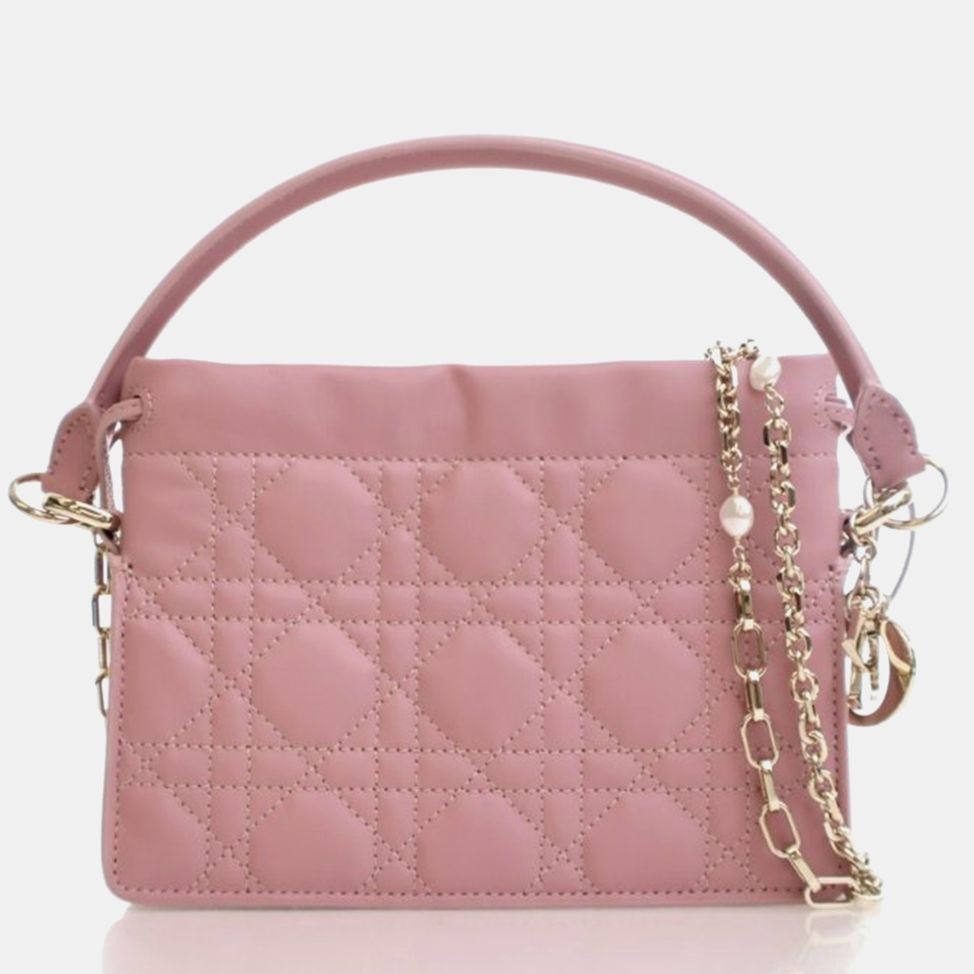 

Dior Lady Dior Mini Milly Calfskin Leather Handbag, Pink