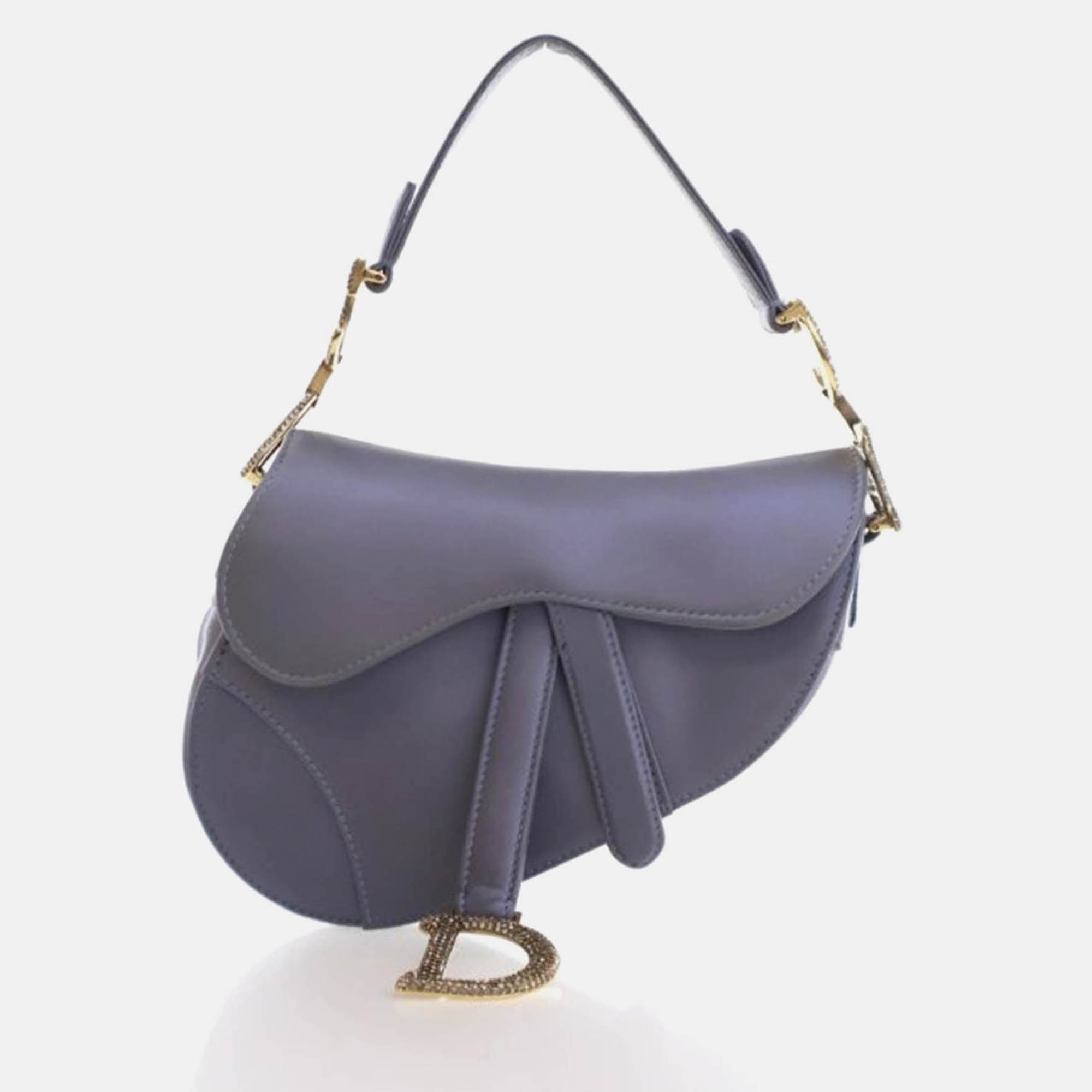 

Dior Saddle Mini Satin Shoulder Bag, Grey