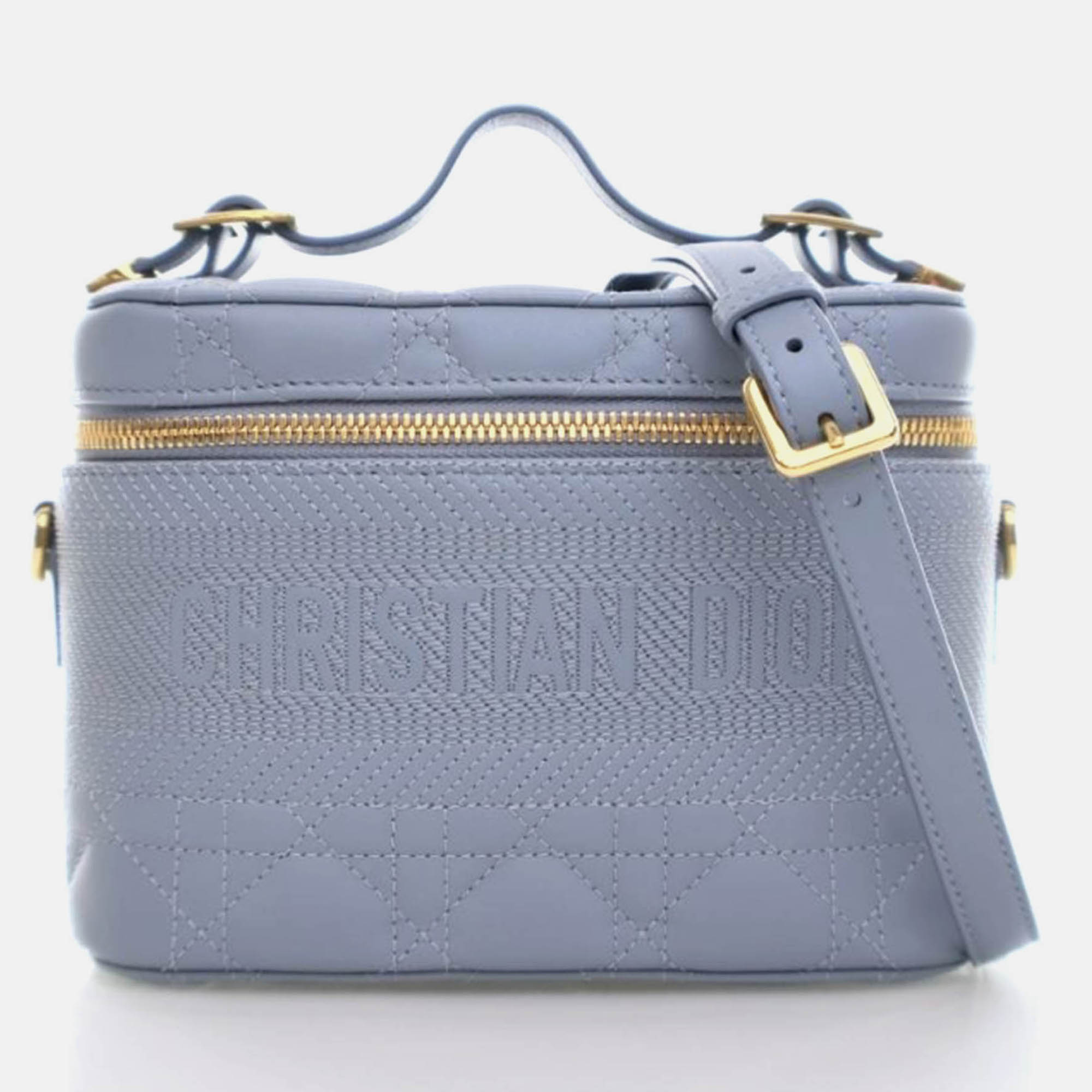 

Dior Diortravel Vanity Case Blue Lambskin Cannage Bag