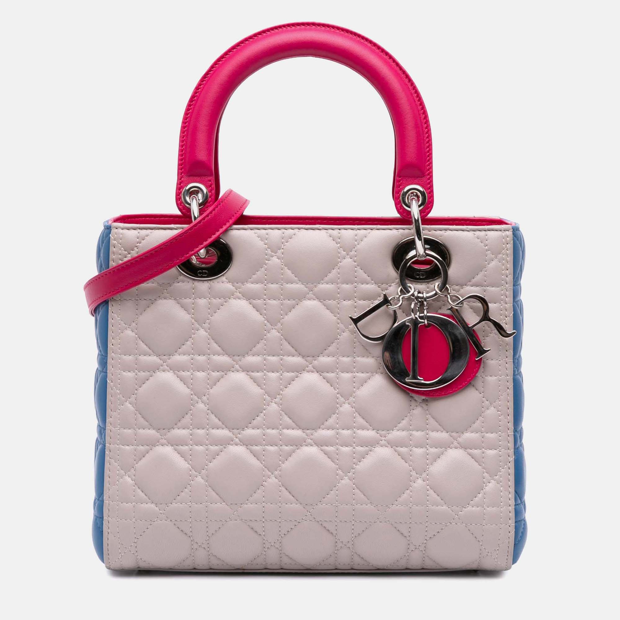 

Dior Multicolor Medium Tricolor Lambskin Cannage Lady Dior