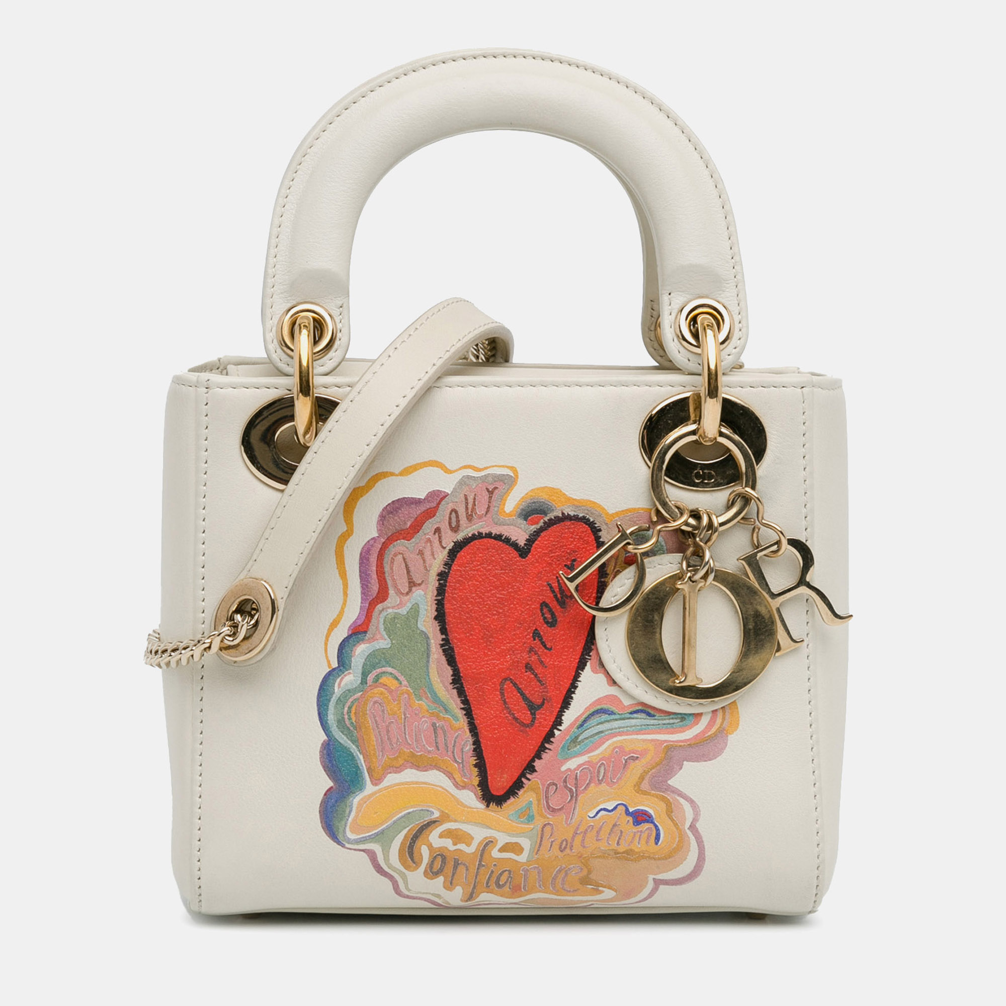 

Dior White Niki De Saint Phalle Mini Calfskin Dioramour Lady Dior