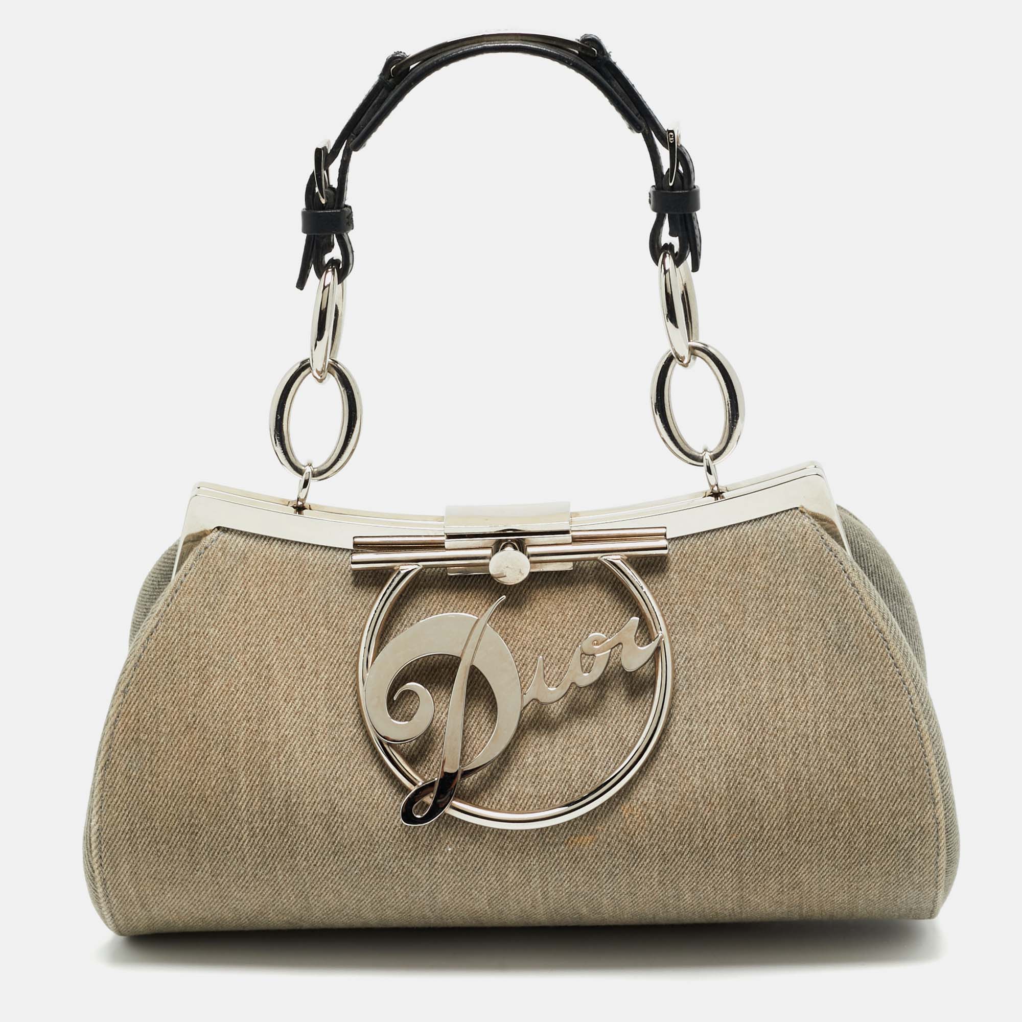 

Dior Light Grey Denim Diva Frame Bag