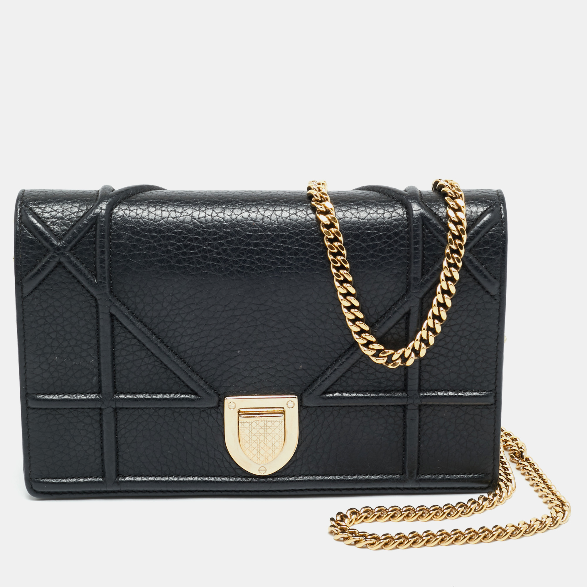 

Dior Black Cannage Leather Diorama Wallet on Chain