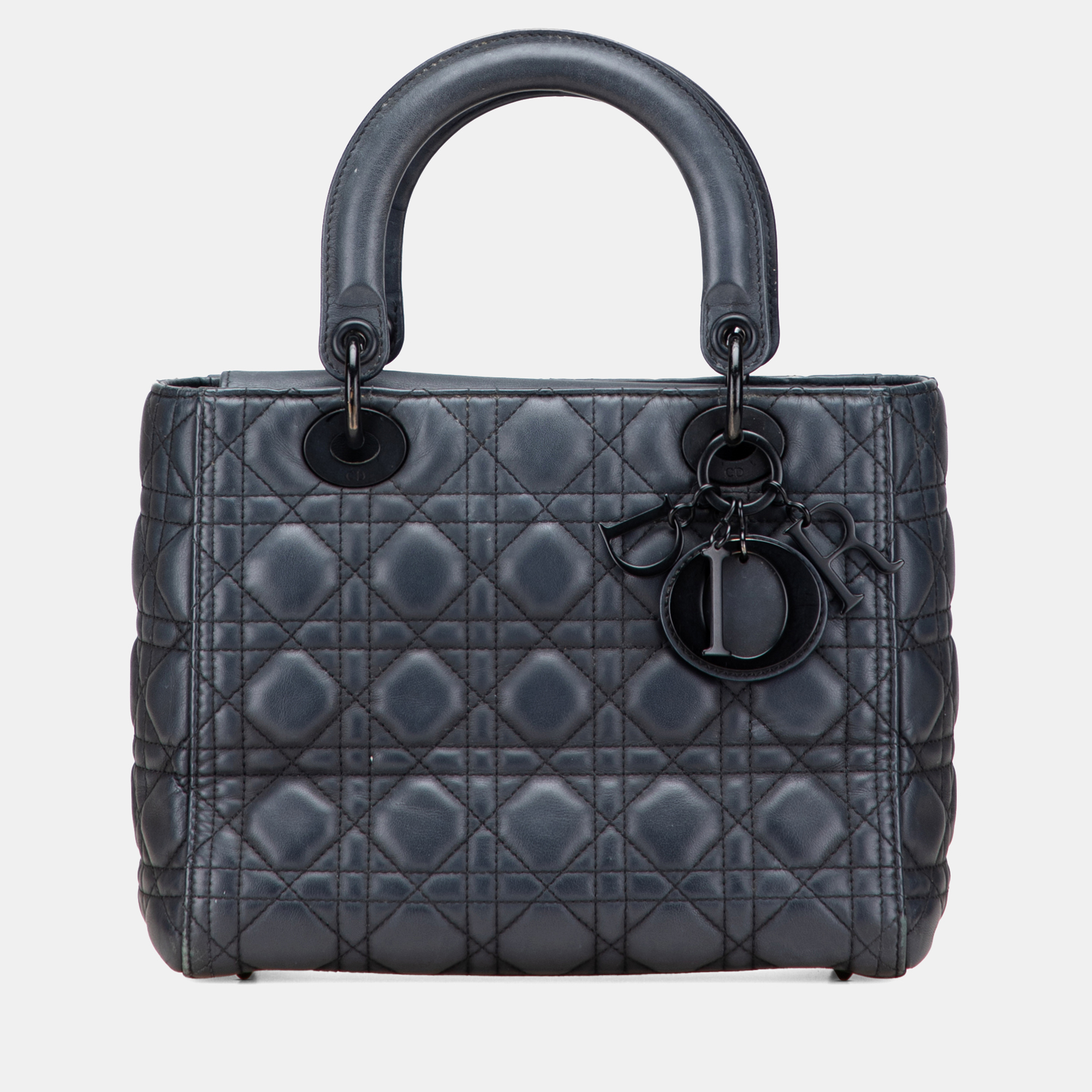 

Dior Navy Blue Medium Ultra Matte Calfskin Cannage Lady Dior