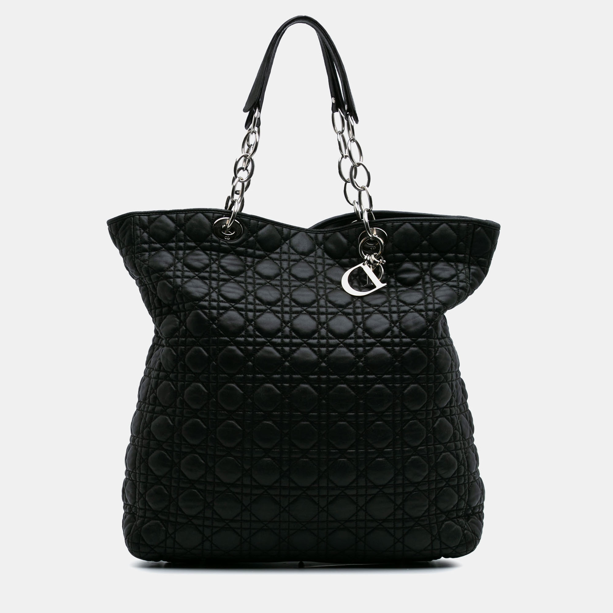 

Dior Black Lambskin Cannage Lady Dior Soft Shopping Tote