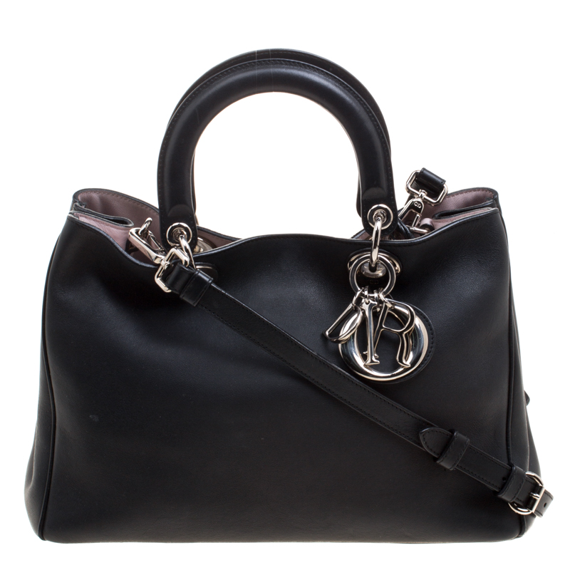مملوكة مسبقًا Dior Black Leather Medium Diorissimo Shopper Tote