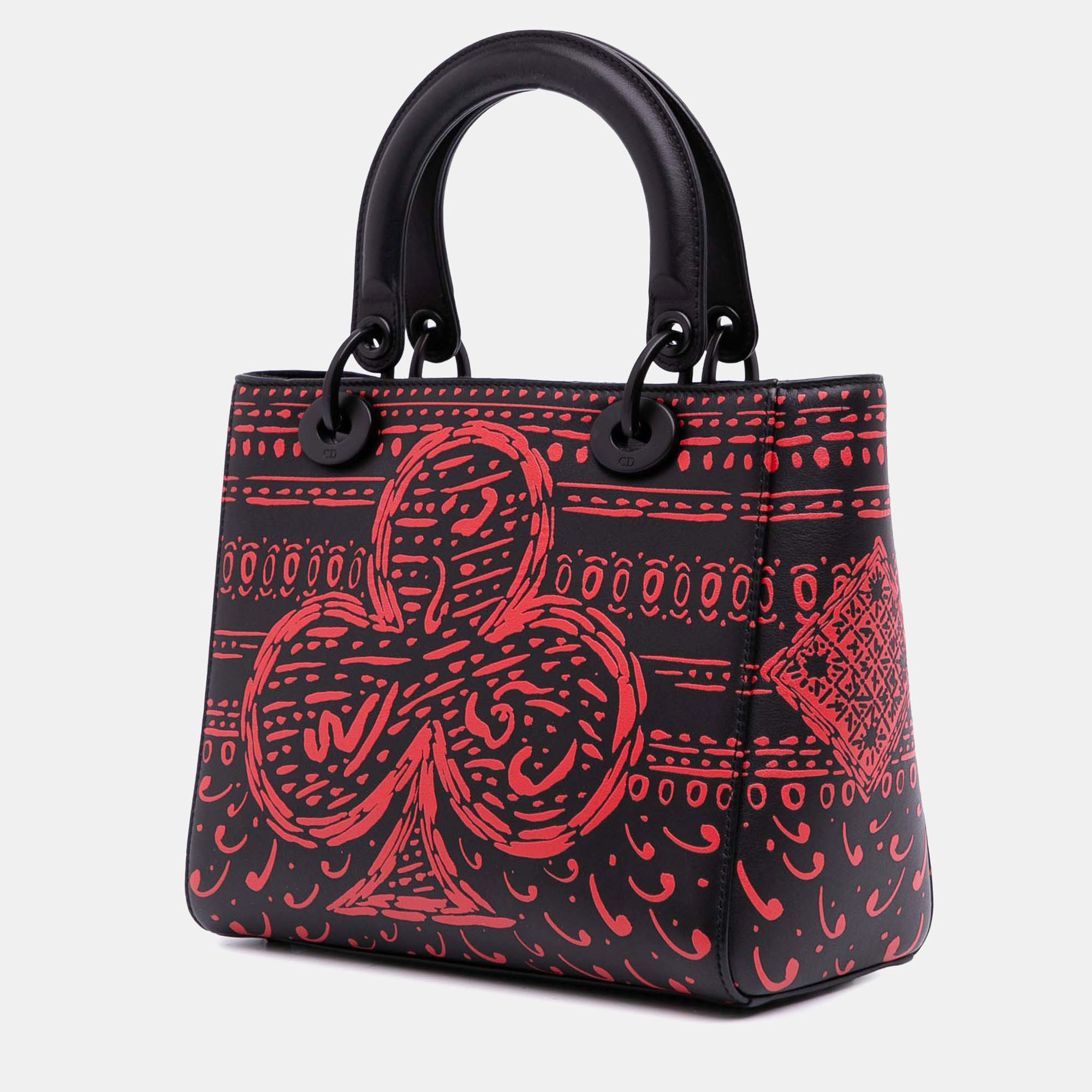 

Dior Black Small Smooth Calfskin Painted Heart Clover Lady Dior