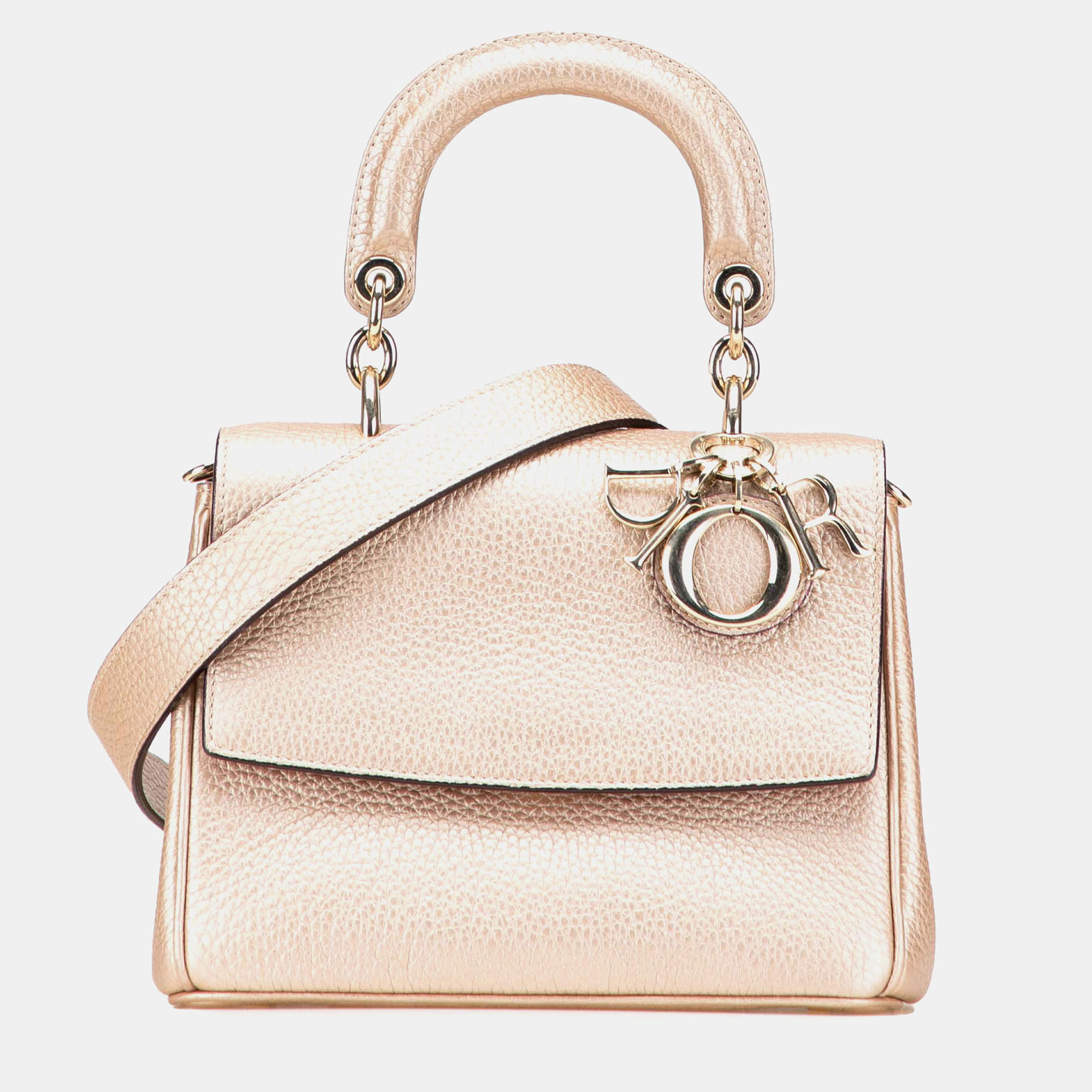 

Dior Gold Mini Metallic Grained Calfskin Be Dior Flap