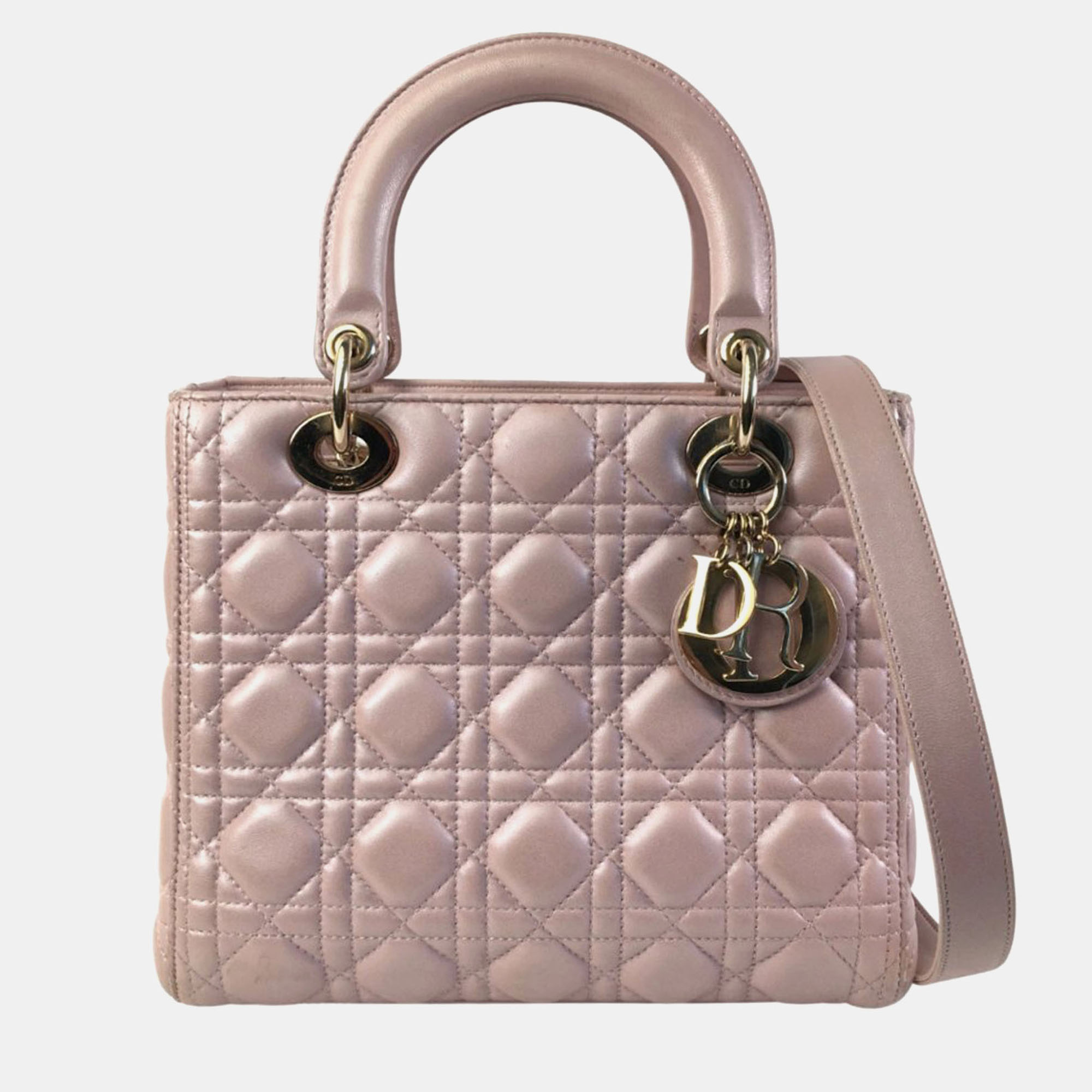 

Dior Pink Medium Pearlescent Lambskin Cannage Lady Dior
