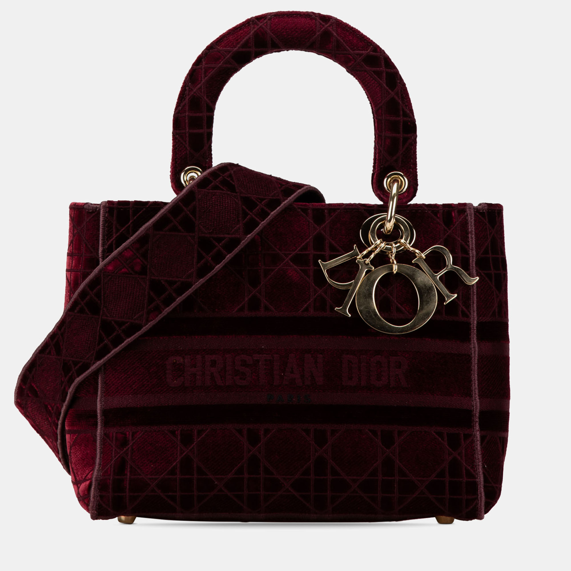 

Dior Red Medium Velvet Cannage Lady D Lite