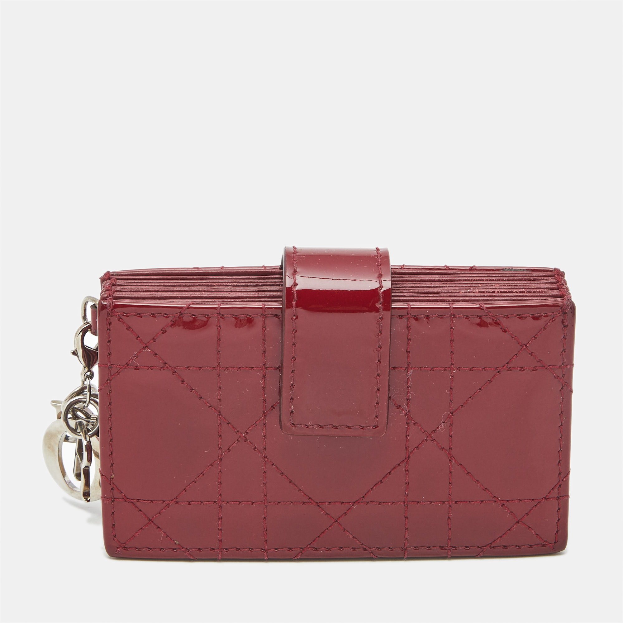 

Dior Red Cannage Patent Leather Lady Dior 5 Gusset Card Holder