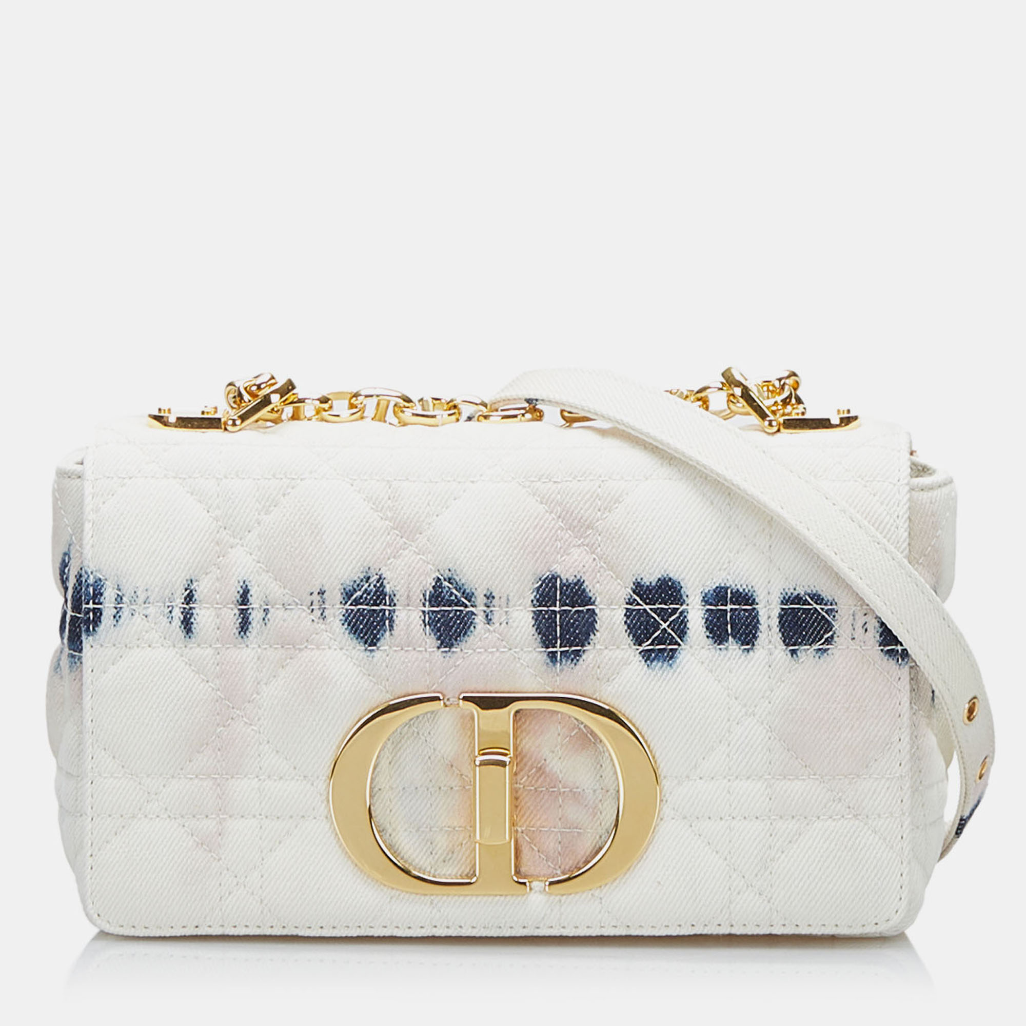 Pre-owned Dior White Small Tie Dye Denim Caro