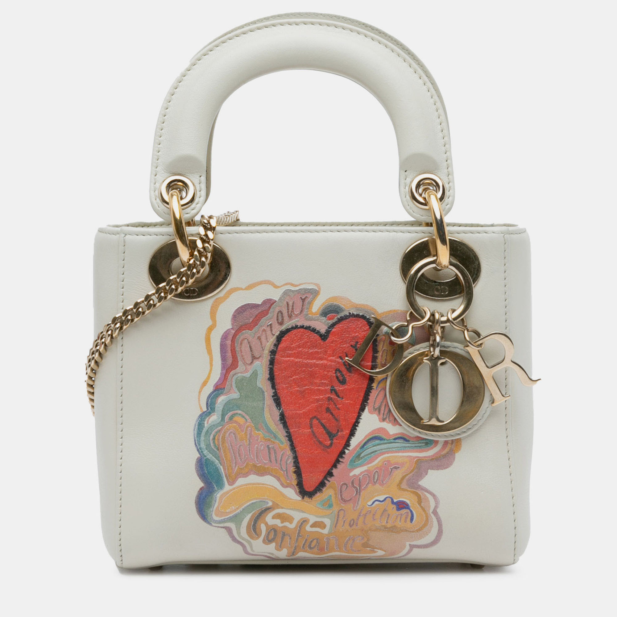

Dior White Niki De Saint Phalle Mini Calfskin Dioramour Lady Dior