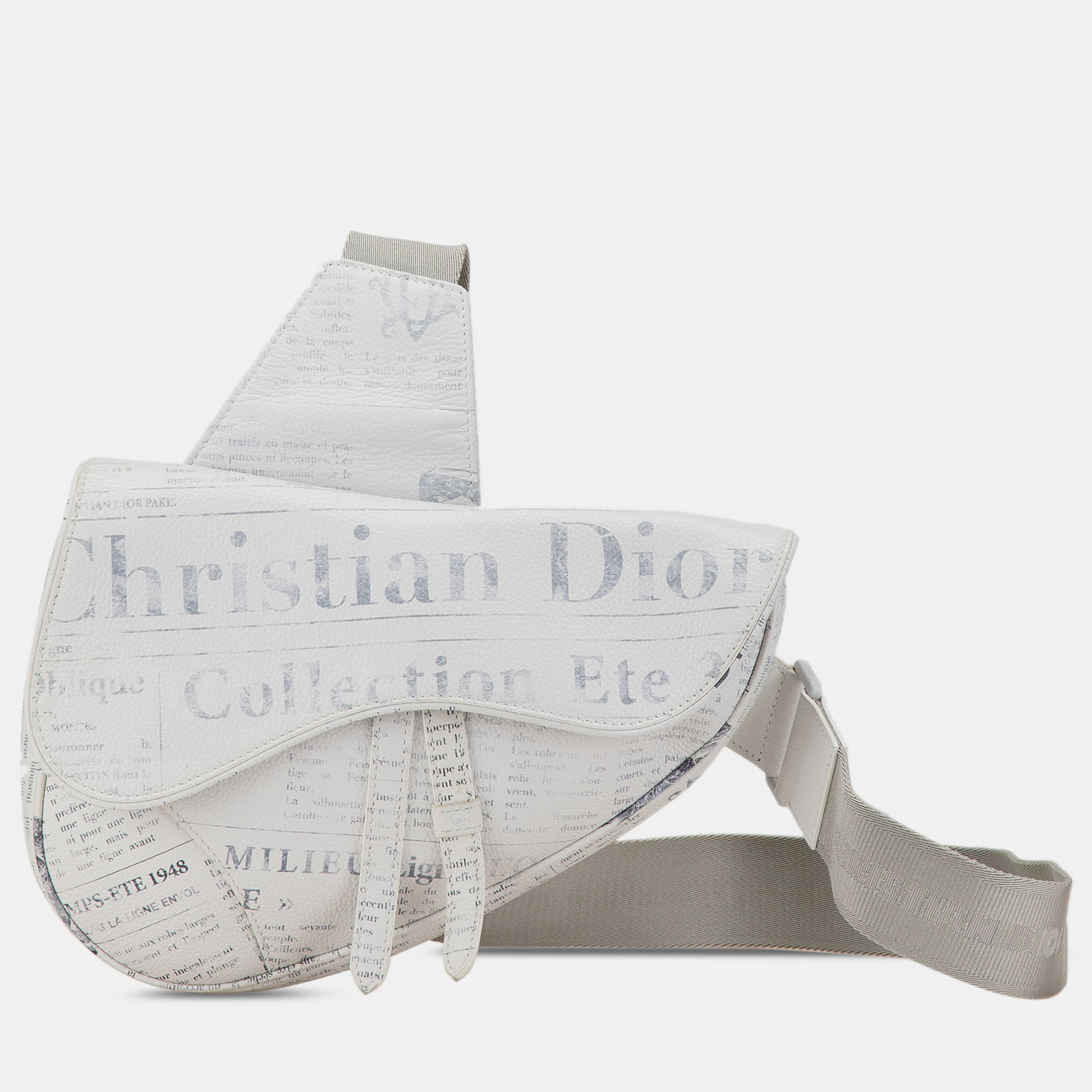 

Dior White Daniel Arsham Newspaper Print Saddle Bag