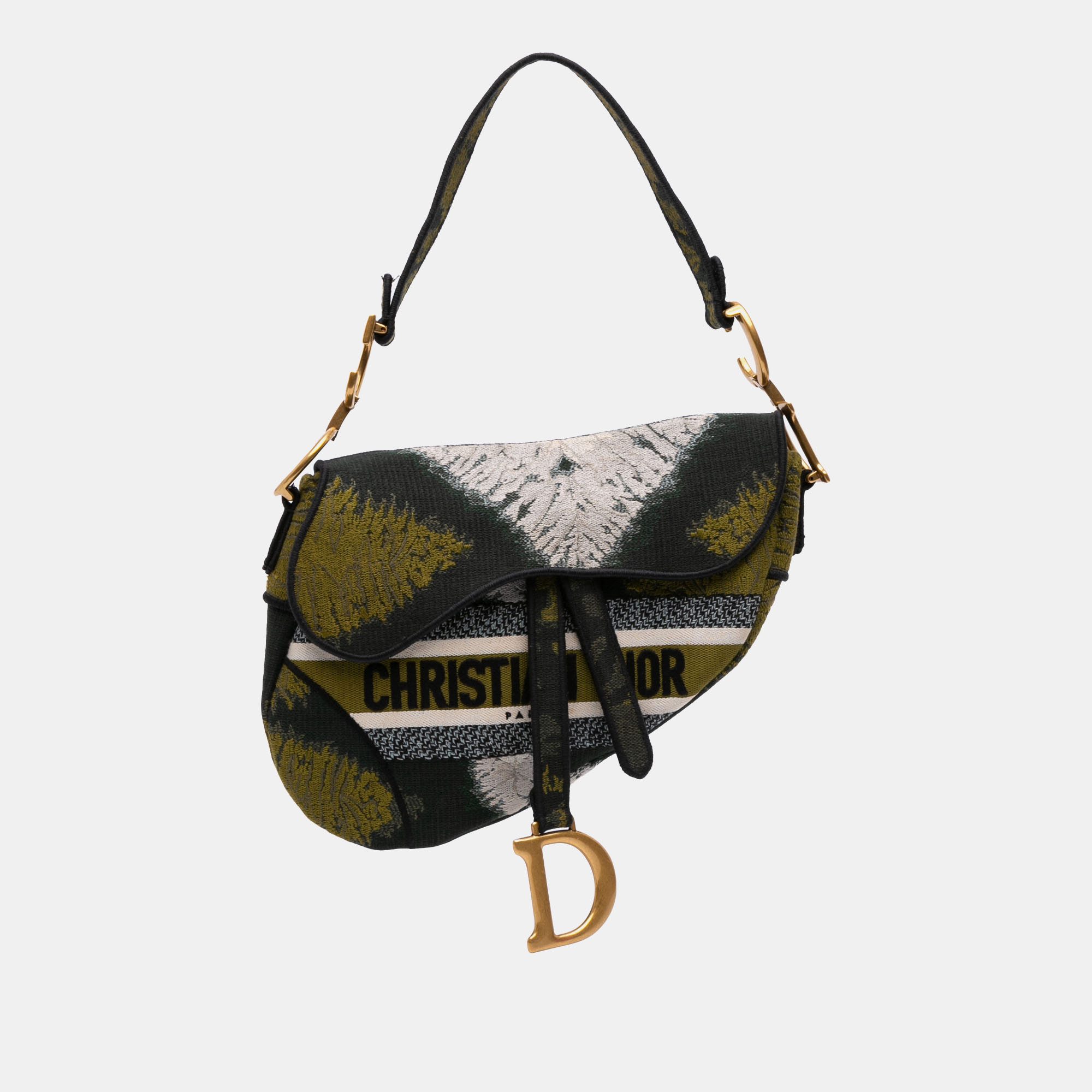 

Dior Green Canvas Embroidered Tie Dye Saddle Bag