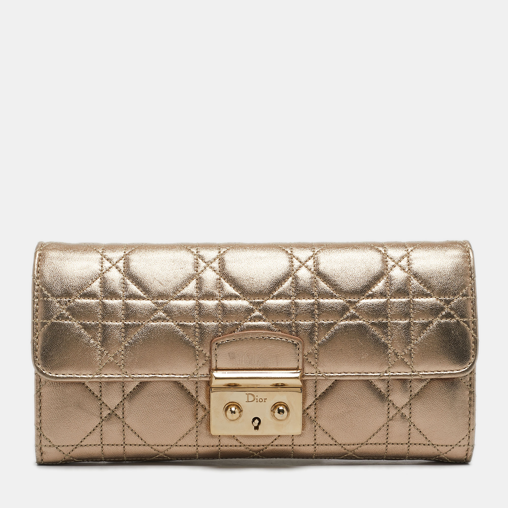 

Dior Gold Cannage Leather Miss Dior Rendezvous Wallet on Chain