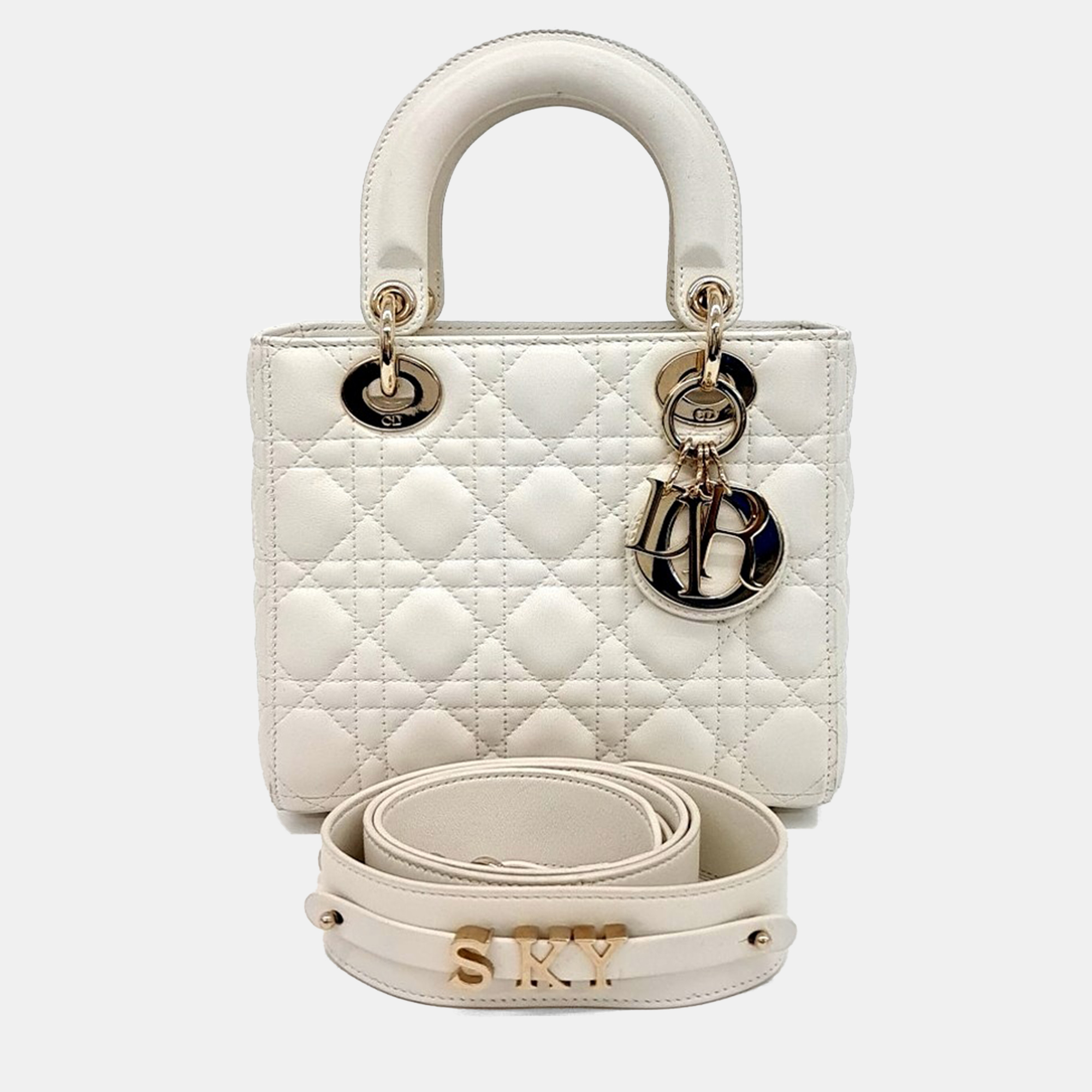 

Dior Cream Leather Small Cannage Lady Dior Bag