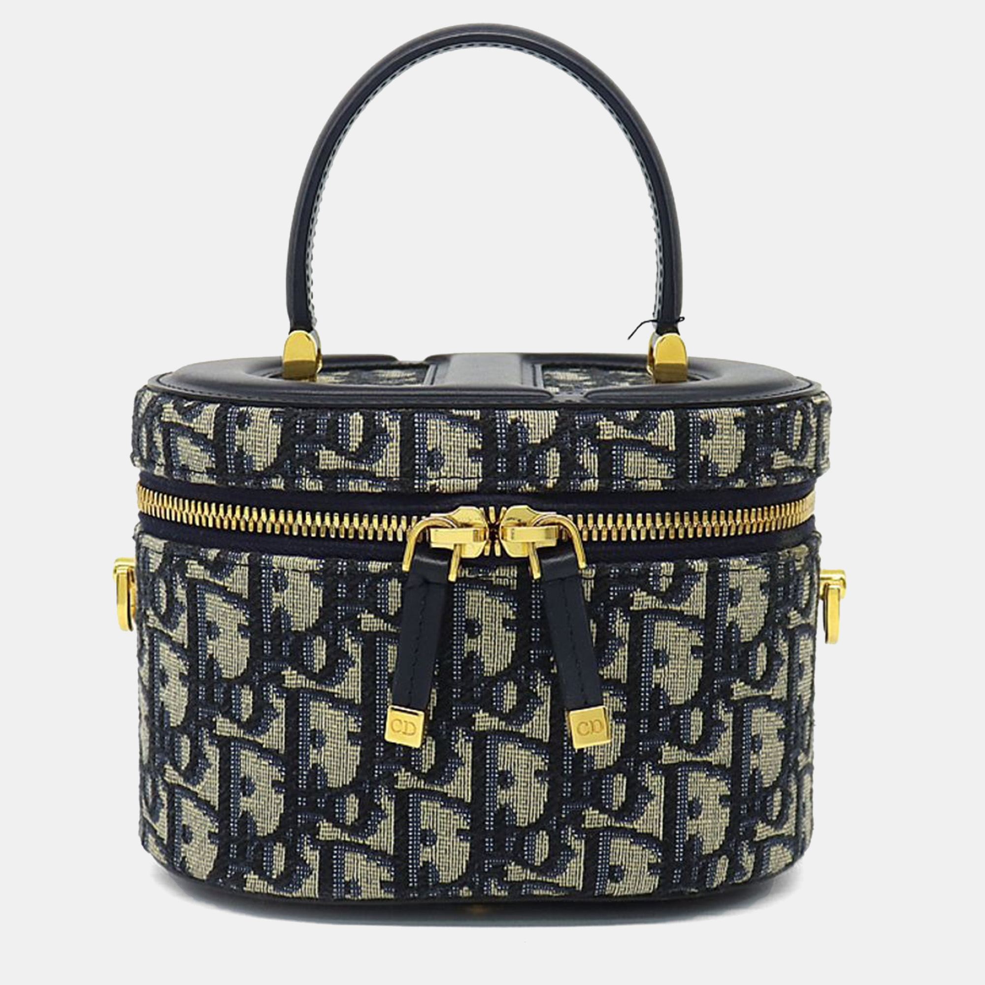 

Dior Navy Blue Calf Leather Cotton CD Signature Small Vanity Bag