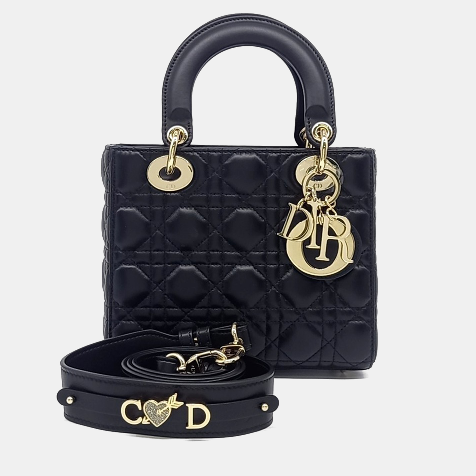 

Dior Black Leather Cannage Lady Bag Small