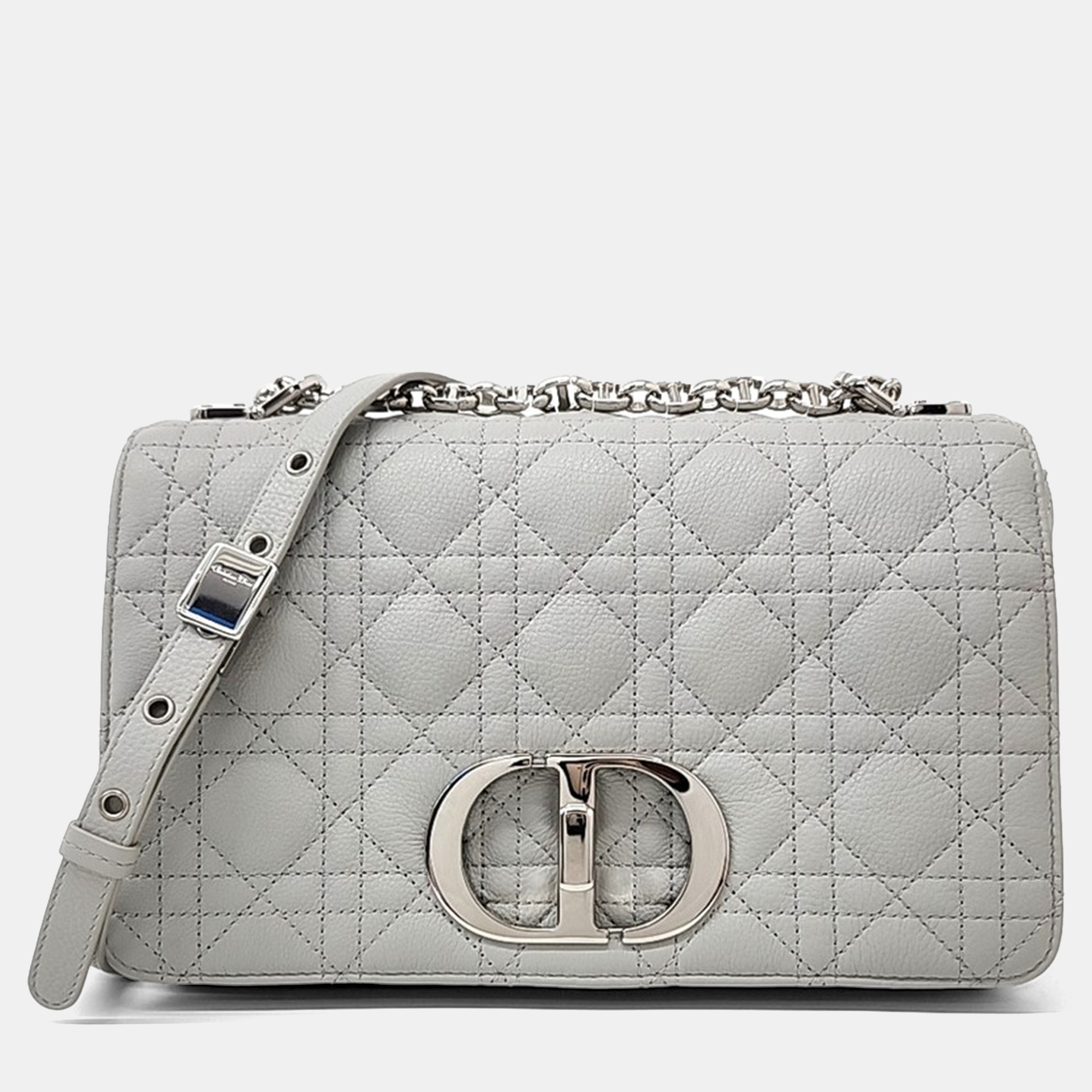 

Dior Grey Leather Medium Carobac Bag