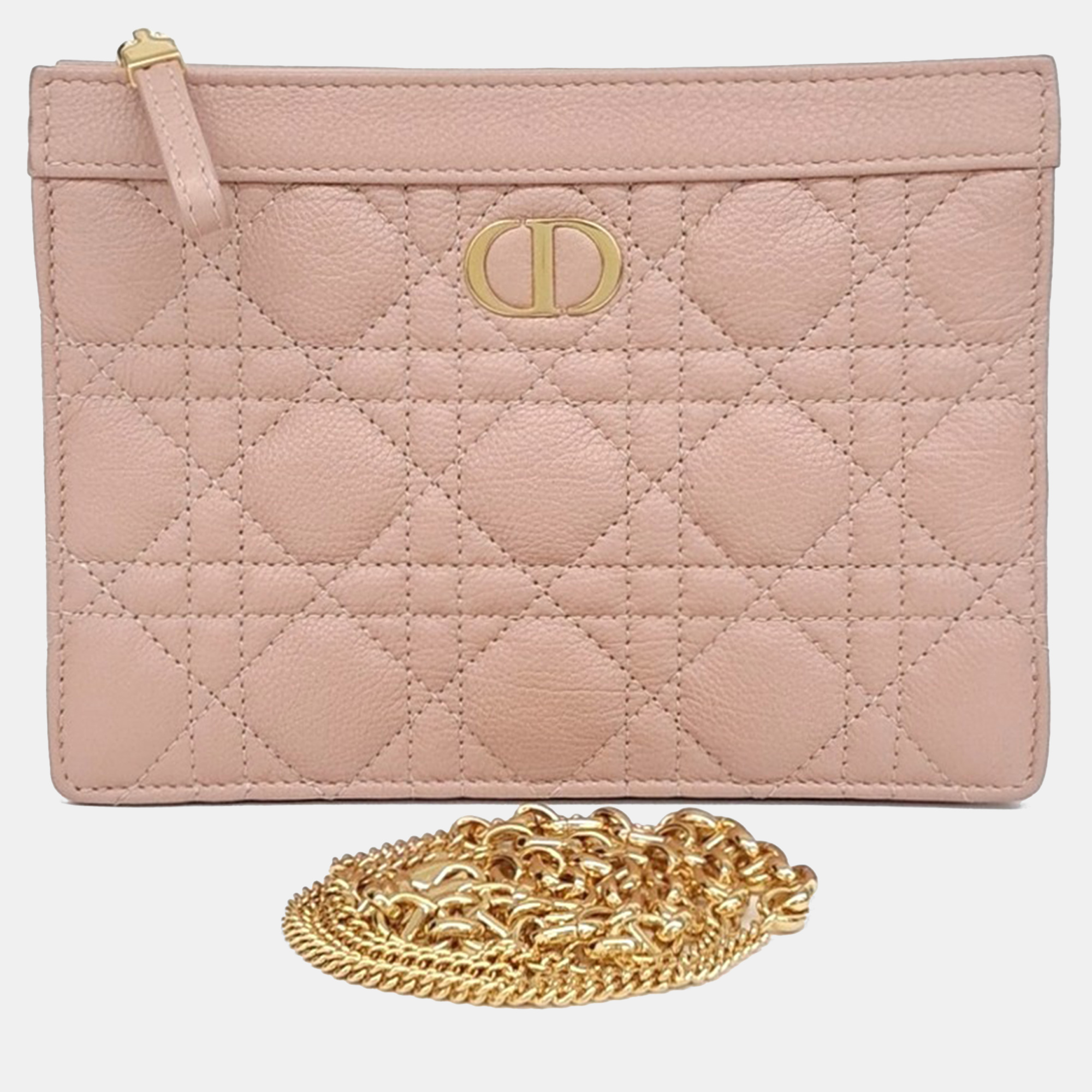 

Dior Pink Leather Caro Chain Zipper Pouch and Crossbody Bag