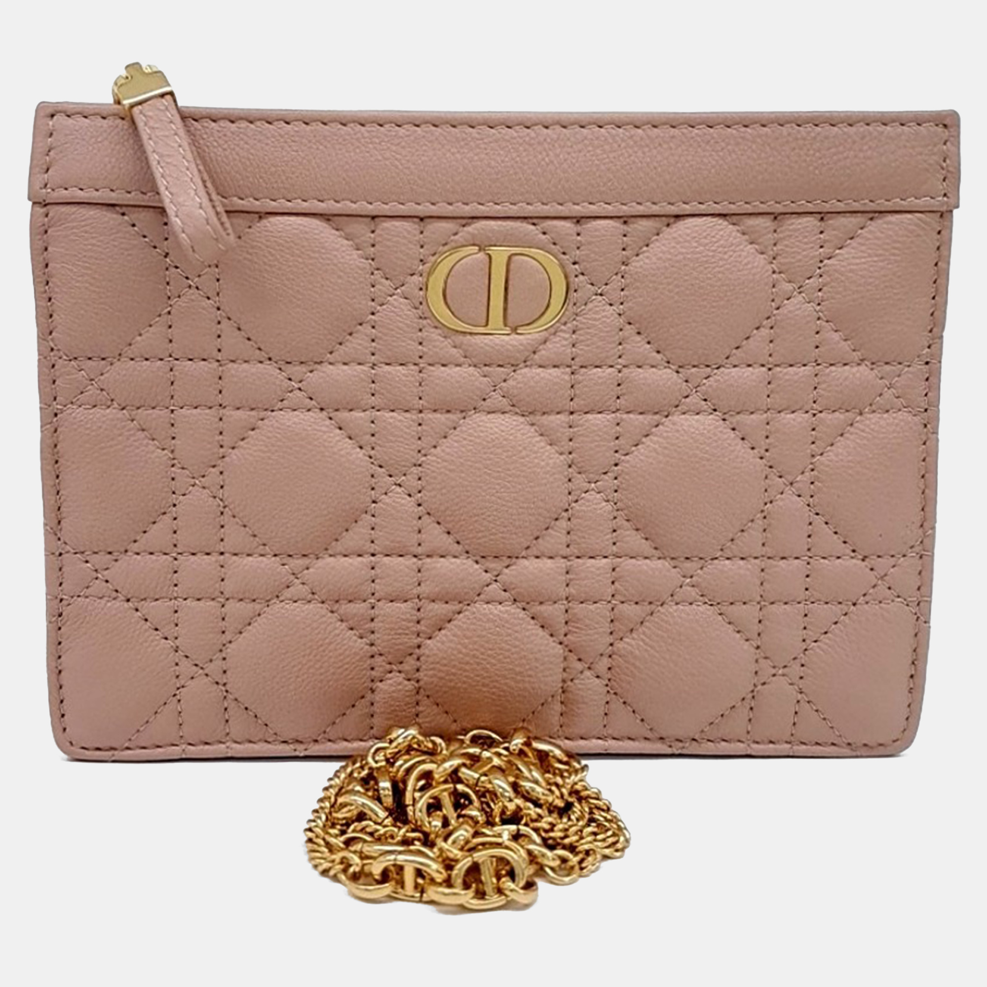 

Dior Pink Leather Caro Chain Zipper Pouch and Crossbody Bag